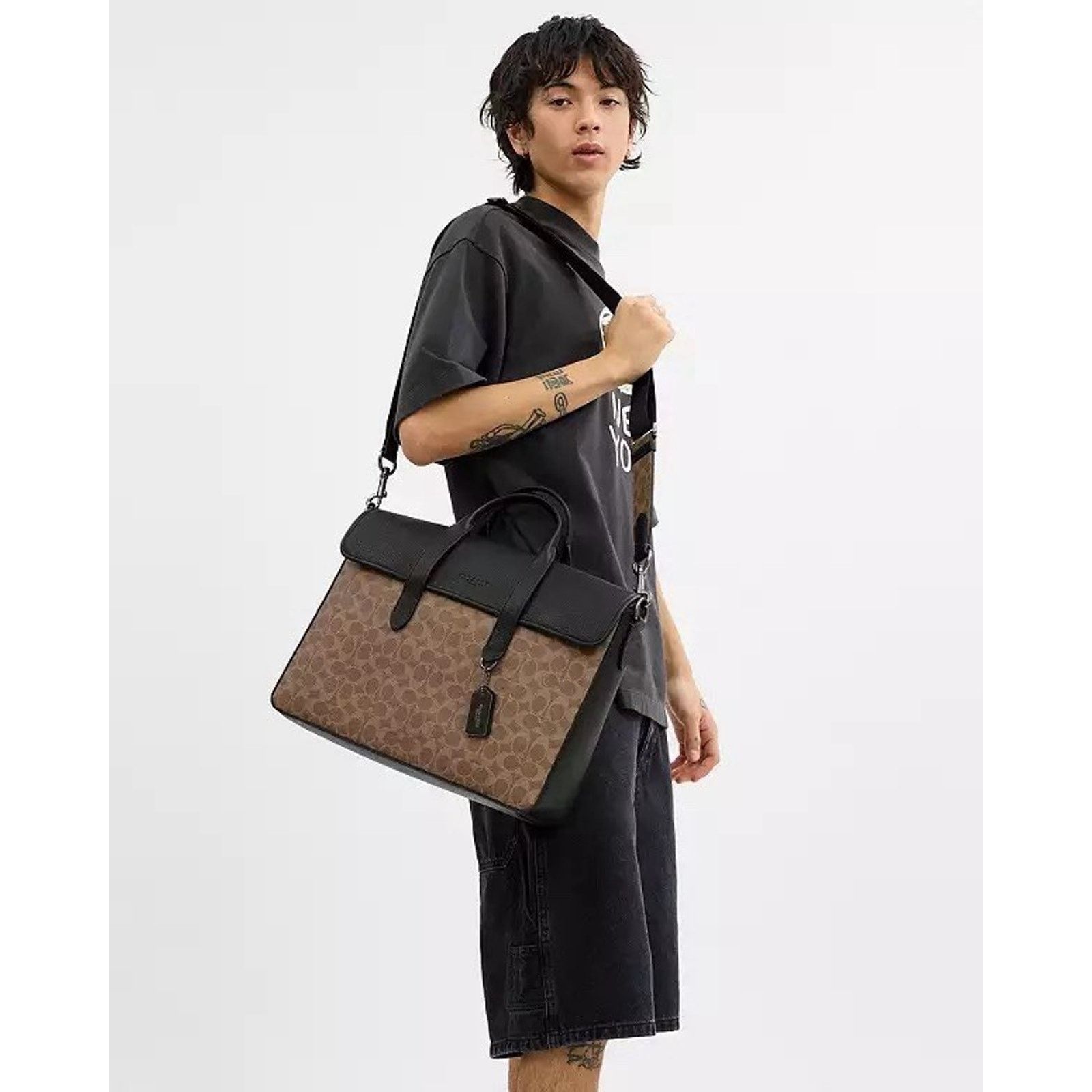 Coach NWT Coach Sullivan Portfolio Brief Canvas cz402 tan Black Size ONE SIZE - 8 Thumbnail