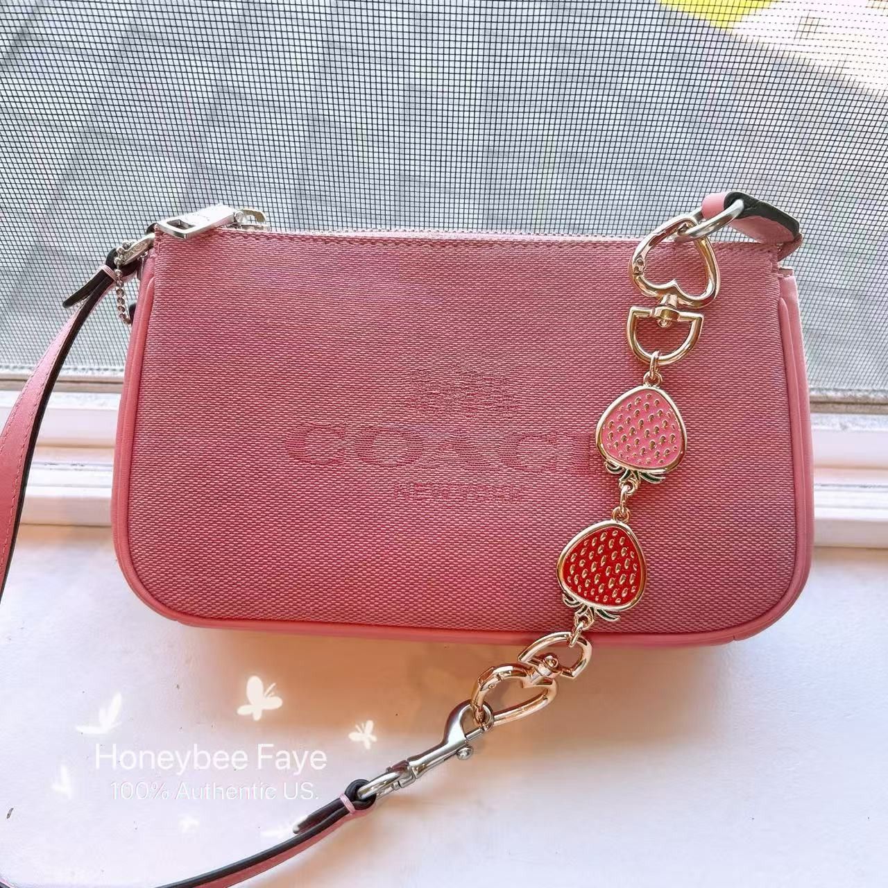 Coach Nolita 19 CU002 Jacquard Pink plus extended strawberry chain Size ONE SIZE - 1 Thumbnail