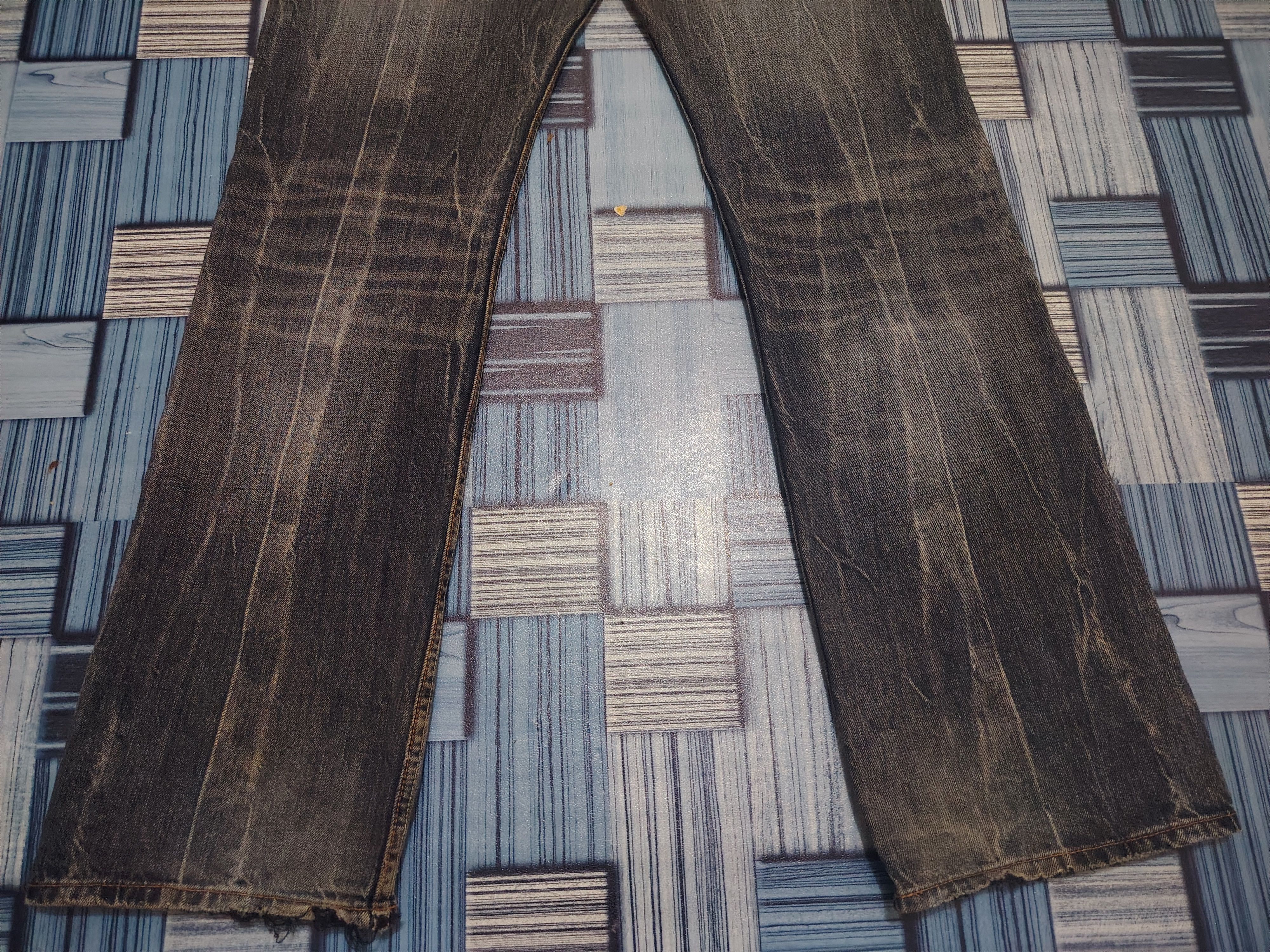 Tornado Mart Japanese Oririn Buckle Back Flared Jeans Distressed Denim Size US 31 - 17 Thumbnail