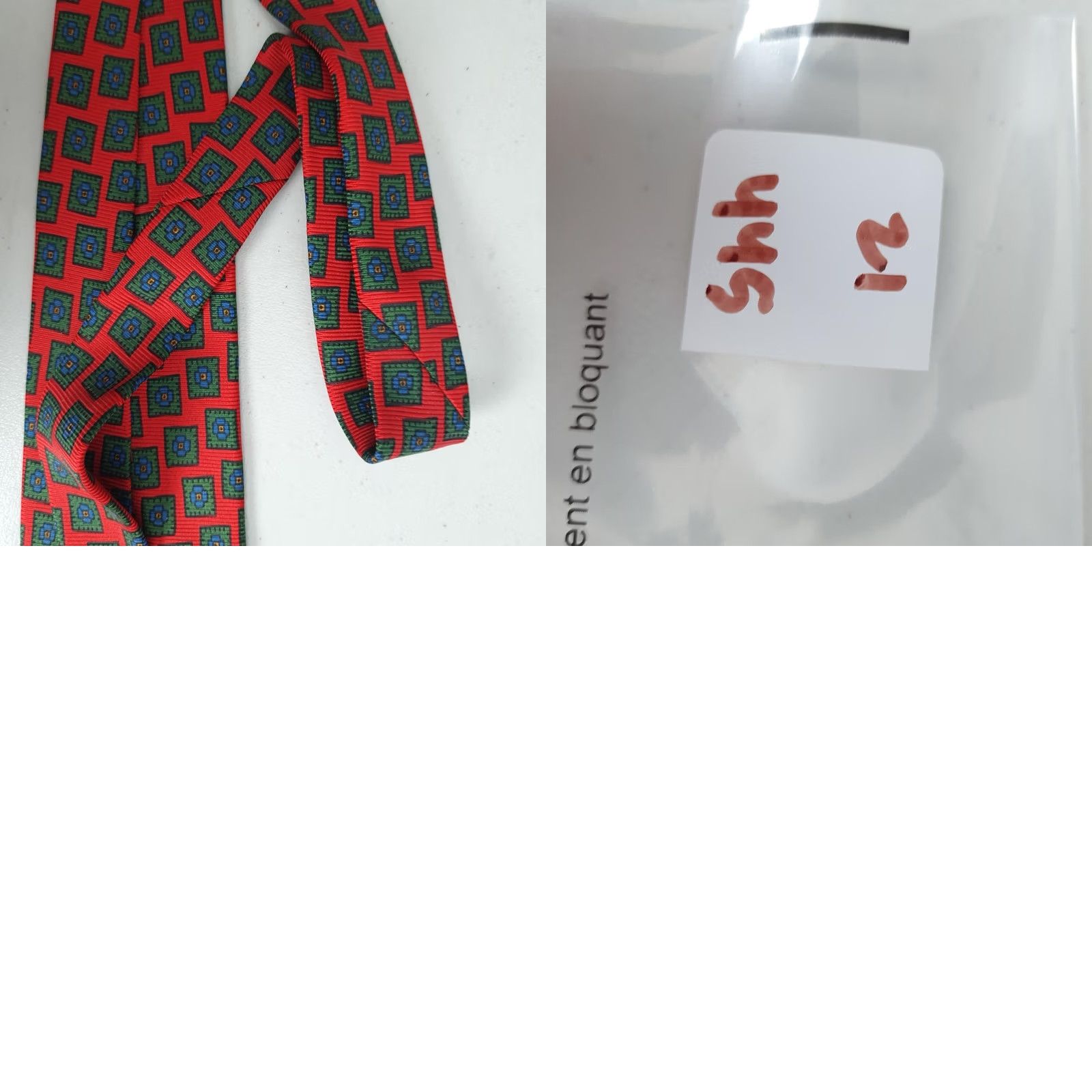 Polo Ralph Lauren Polo by Ralph Lauren Tie Mens One Size Red Geometric Square Print Silk Handmade Size US M / EU 48-50 / 2 - 9 Thumbnail