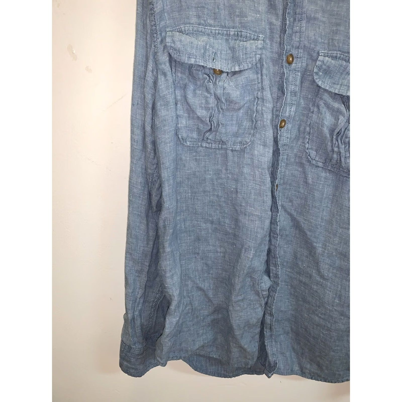 Lands' End Lands' End Denim Shirt Medium Blue Long Sleeve Button Down Size US M / EU 48-50 / 2 - 2 Thumbnail