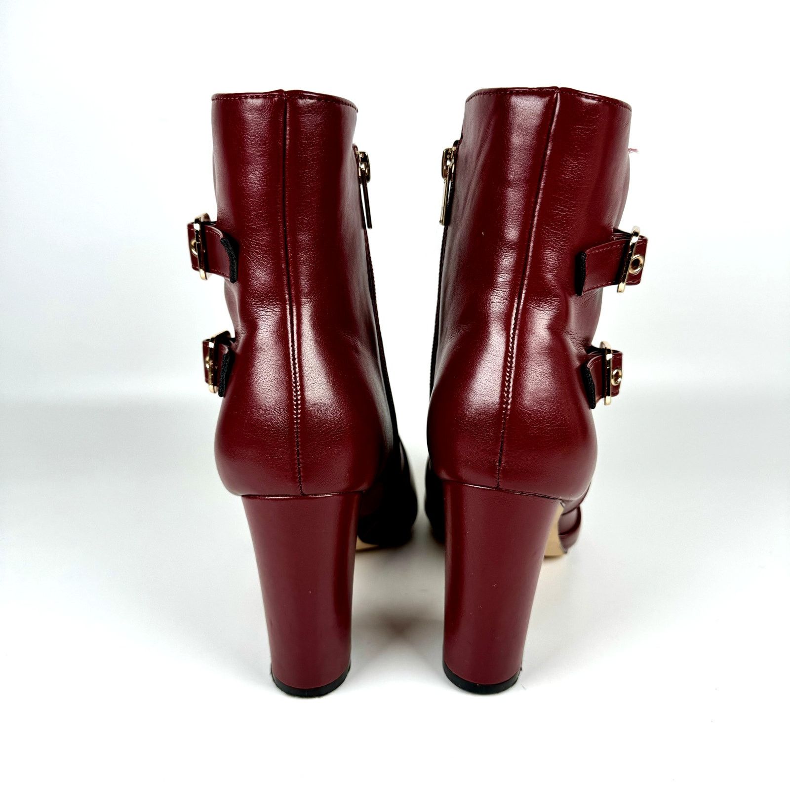 Other New York & Company Red Gold Buckle High Heel Ankle Booties 9 Size US 9 / IT 39 - 3 Thumbnail