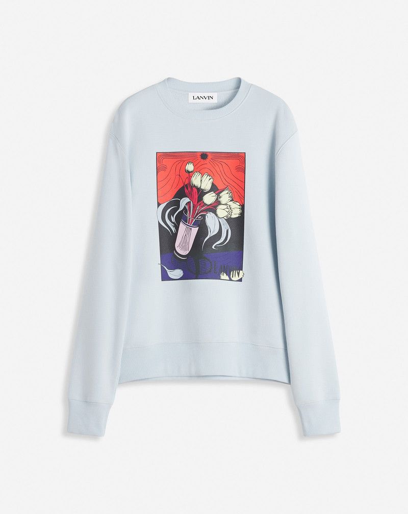 Lanvin oc11z0426 Printed Sweatshirt in Light Blue Size US S / EU 44-46 / 1 - 1 Thumbnail