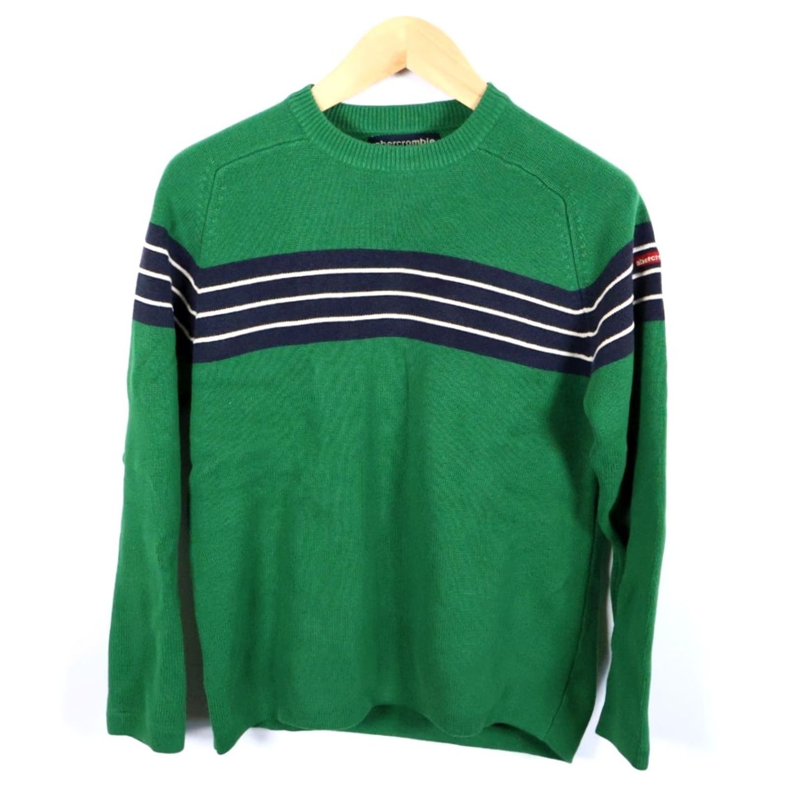 Abercrombie & Fitch VINTAGE Abercrombie & Fitch Sweater Mens Medium Green Striped Cotton Crewneck VTG Size US M / EU 48-50 / 2 - 2 Thumbnail