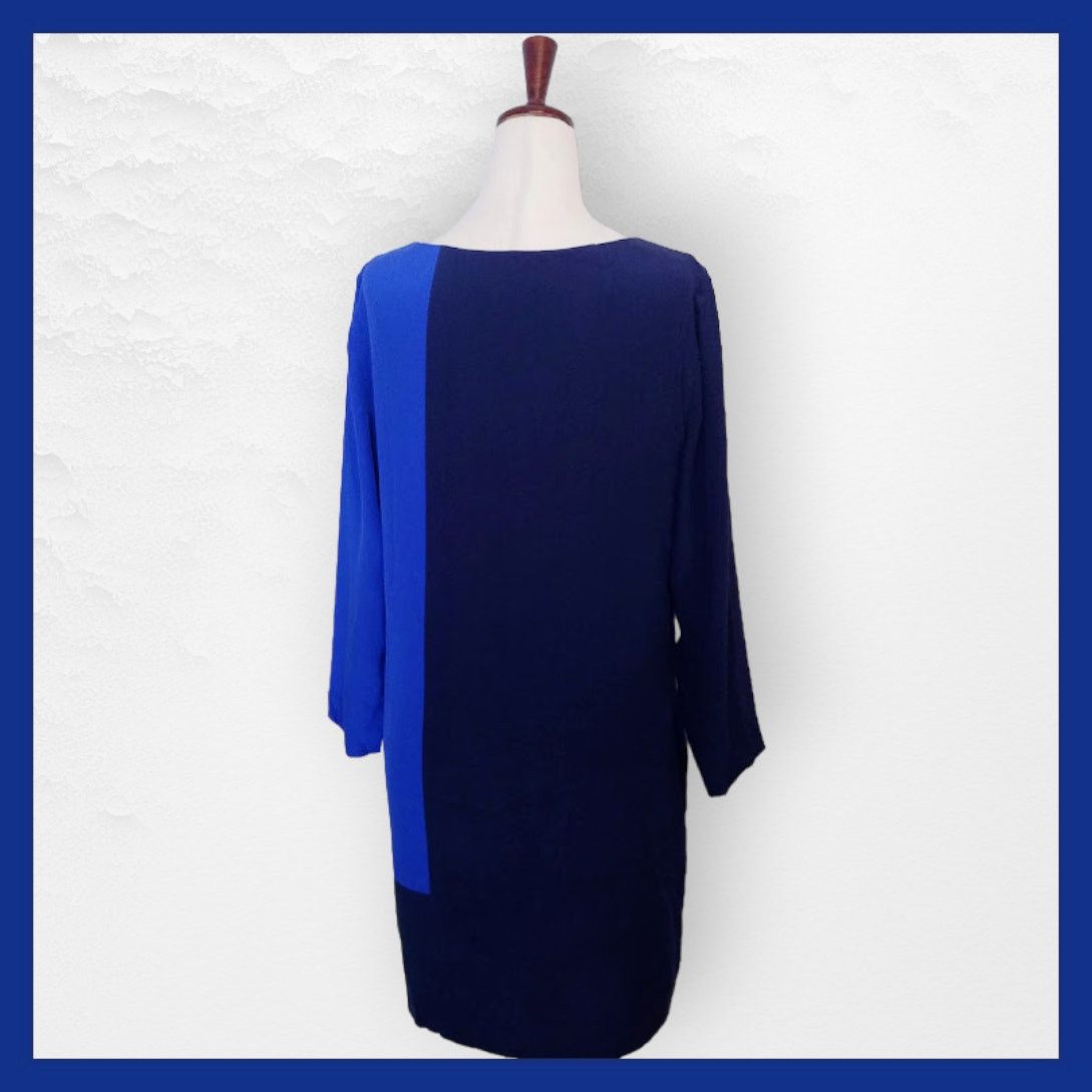 J.Crew J. Crew Silk Mini Shift Dress size 4 navy & royal blue Size S / US 4 / IT 40 - 2 Thumbnail