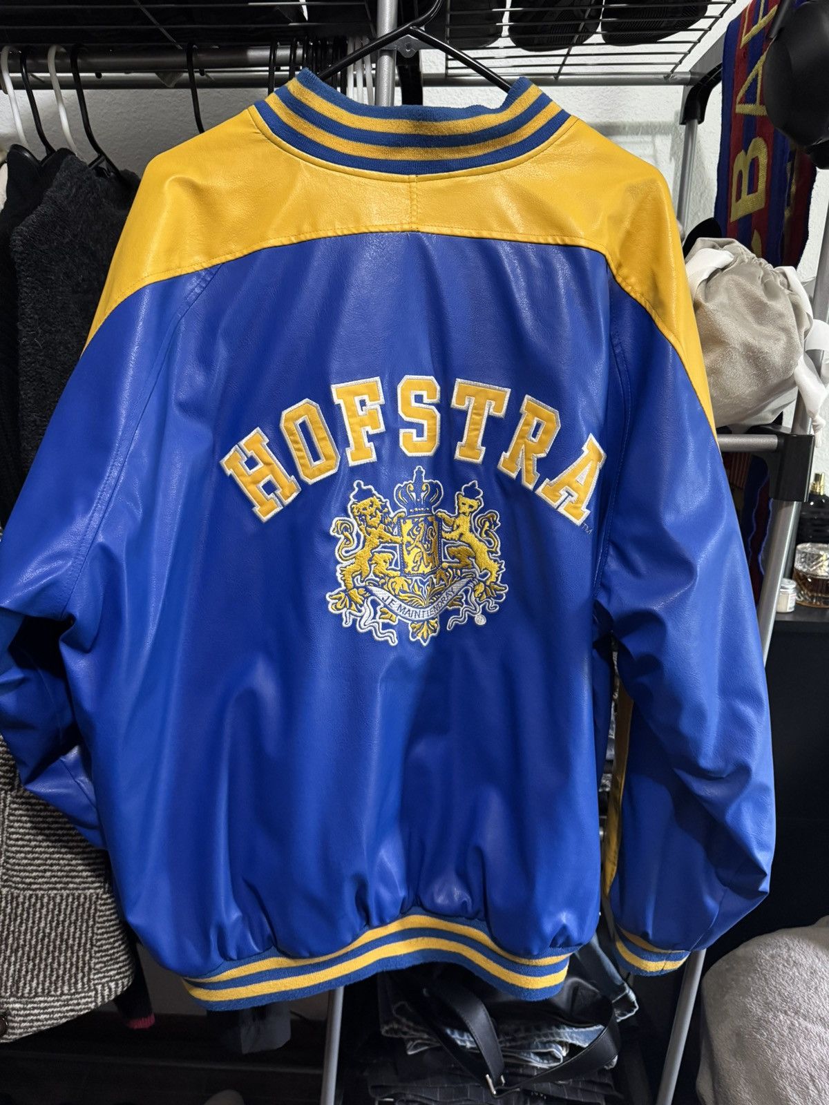 Vintage Vintage Hofstra Leather Varsity Jacket Size US XL / EU 56 / 4 - 2 Thumbnail