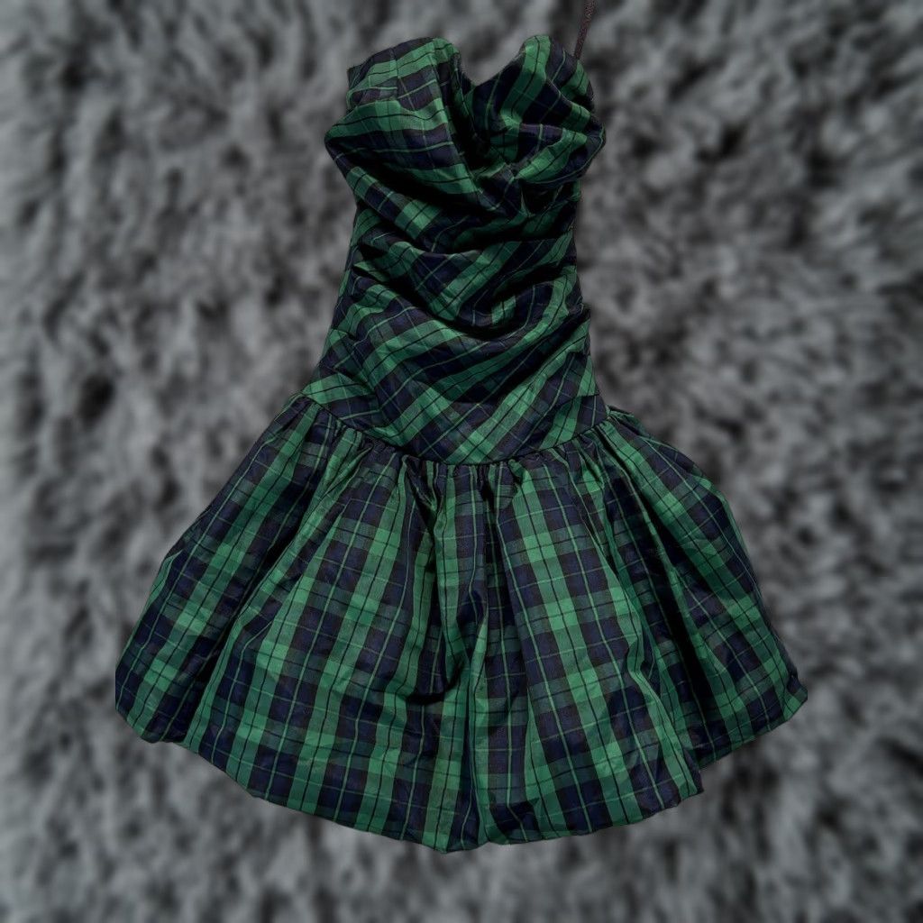 Vintage Luella Bartley for Target Mini Bubble Dress Sz 1 Green Navy Tartan Plaid Emo Size XS / US 0-2 / IT 36-38 - 1 Thumbnail