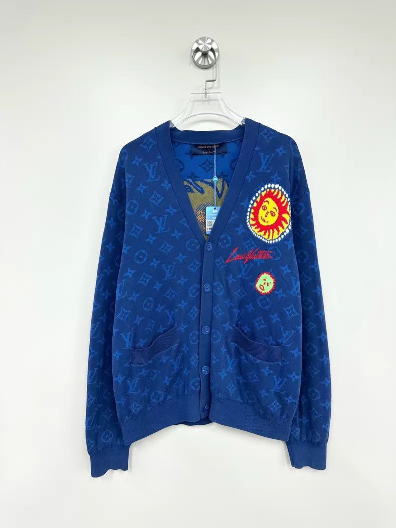 Louis Vuitton Louis Vuitton Blue sunflower logo knit cardigan shirt Size US S / EU 44-46 / 1 - 1 Thumbnail