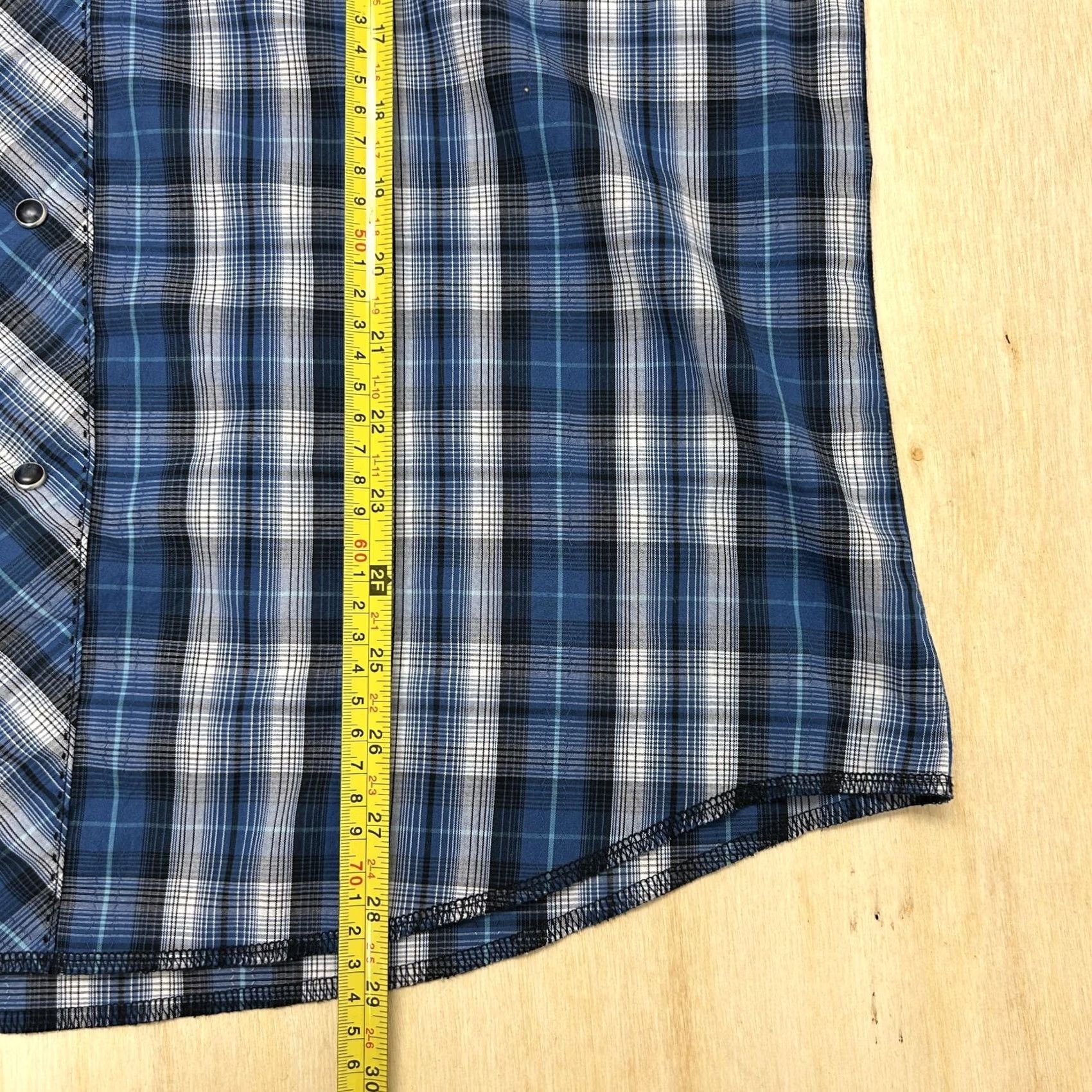 Wrangler Wrangler Shirt Mens L Blue Plaid Short Sleeve Western Snap Button Up Casual Size US L / EU 52-54 / 3 - 4 Thumbnail