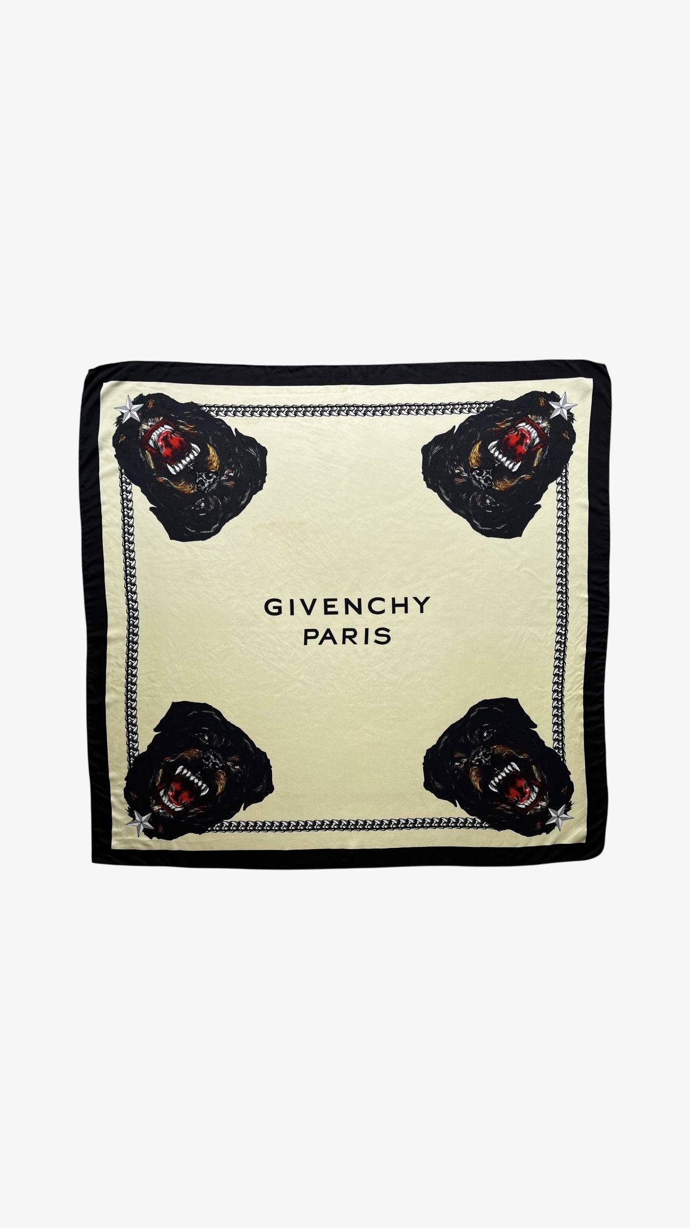 Givenchy Vintage Y2K Givenchy Paris Rottweiler Dog Print Silk Scarf Size ONE SIZE - 1 Thumbnail