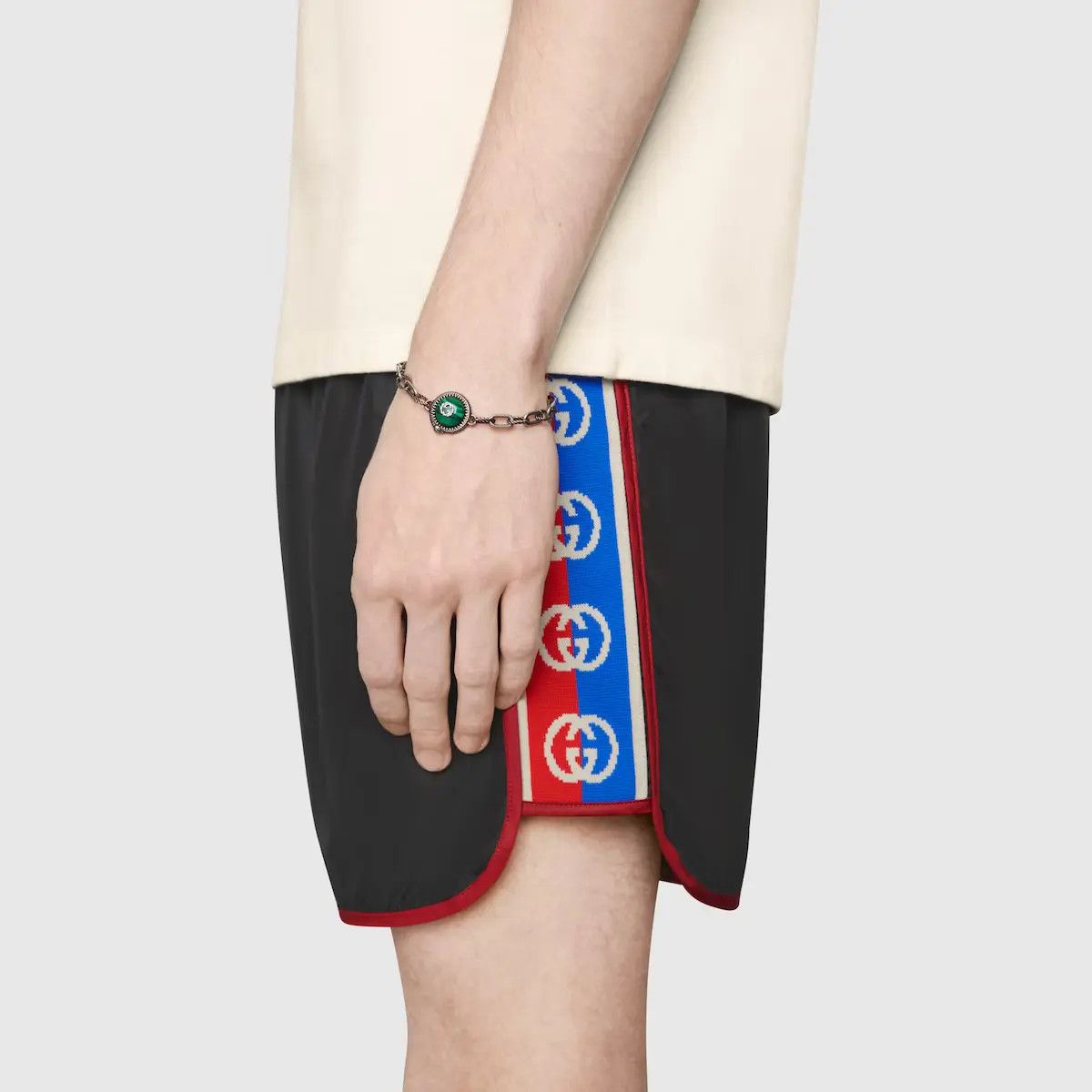 Gucci o1mt1gz0725 Nylon Swim Shorts With Logo Stripe in Black Size US 34 / EU 50 - 2 Thumbnail