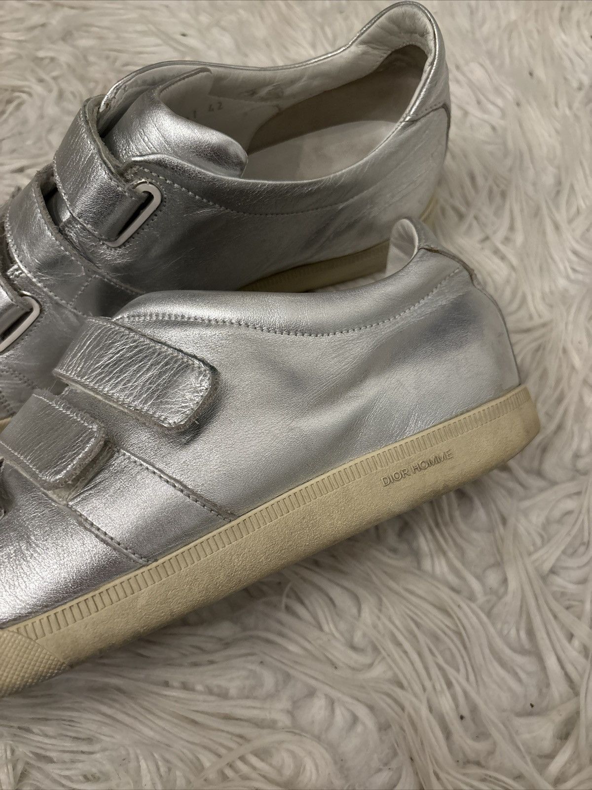 Dior Dior Homme AW07 "Navigate" Silver Metallic Velcro Sneakers Size US 8.5 / EU 41-42 - 4 Thumbnail