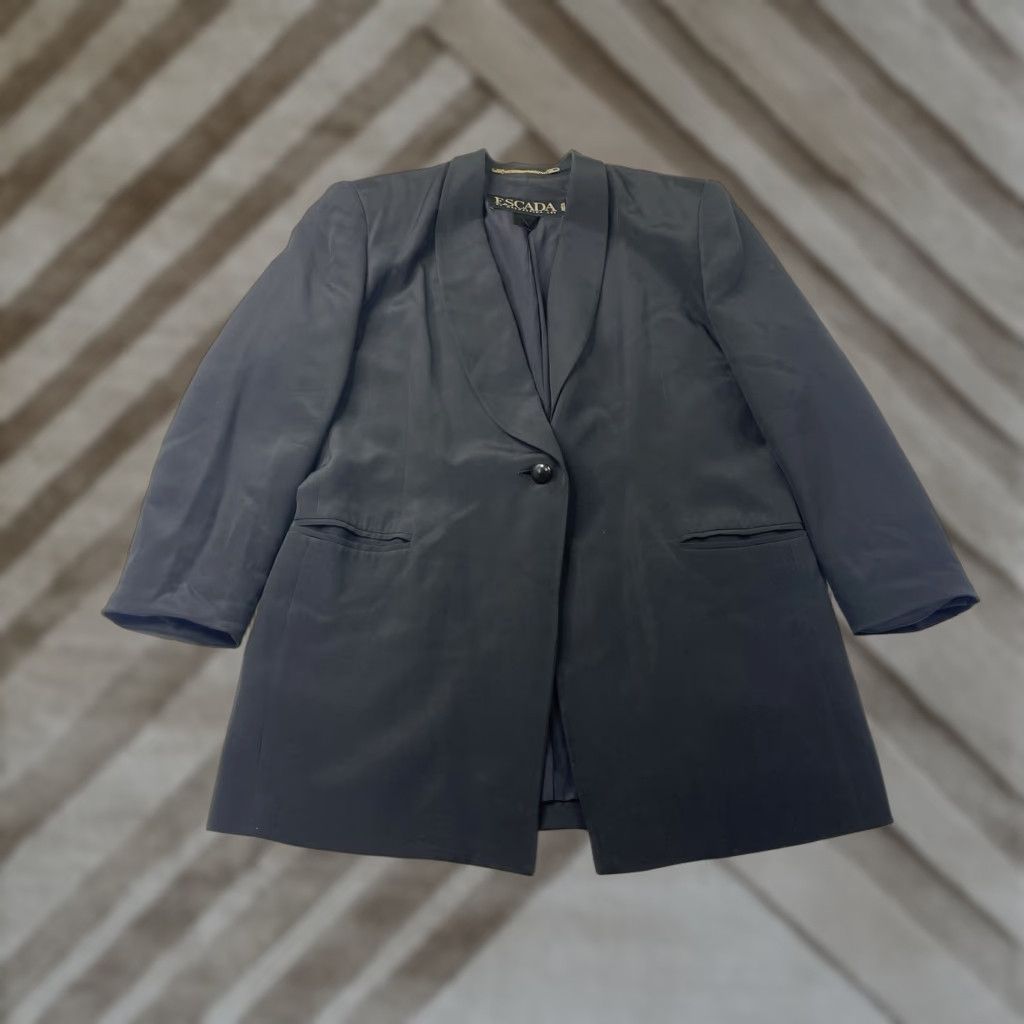 Escada VINTAGE ESCADA Silk Blazer Jacket Women's Sz 42 One-Button Lined Silk Black Blazer Women Mens? Size M / US 6-8 / IT 42-44 - 1 Thumbnail