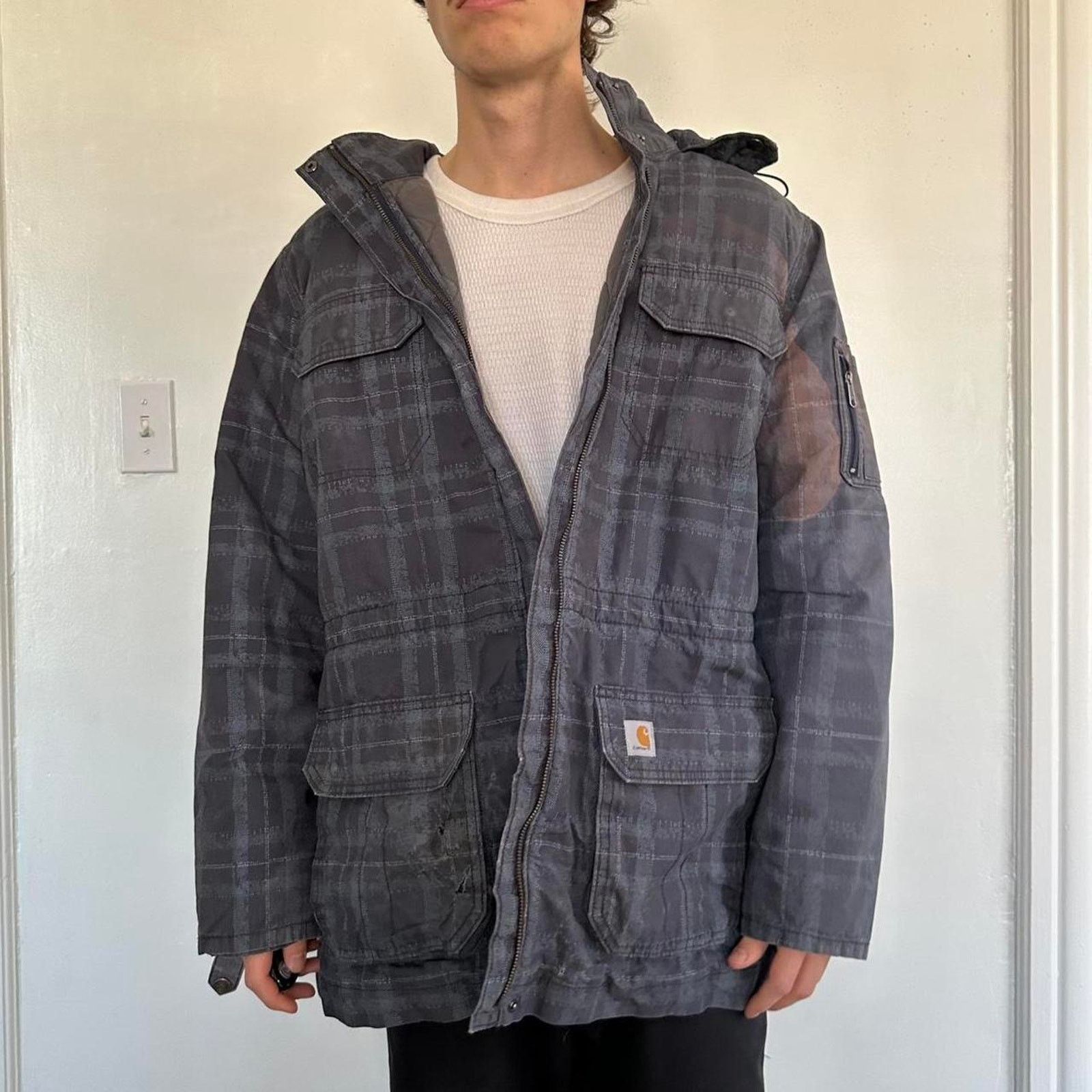 Carhartt Vintage 00s Carhartt Plaid Pocket Winter Ski Coat Jacket Size XL / US 12-14 / IT 48-50 - 7 Thumbnail