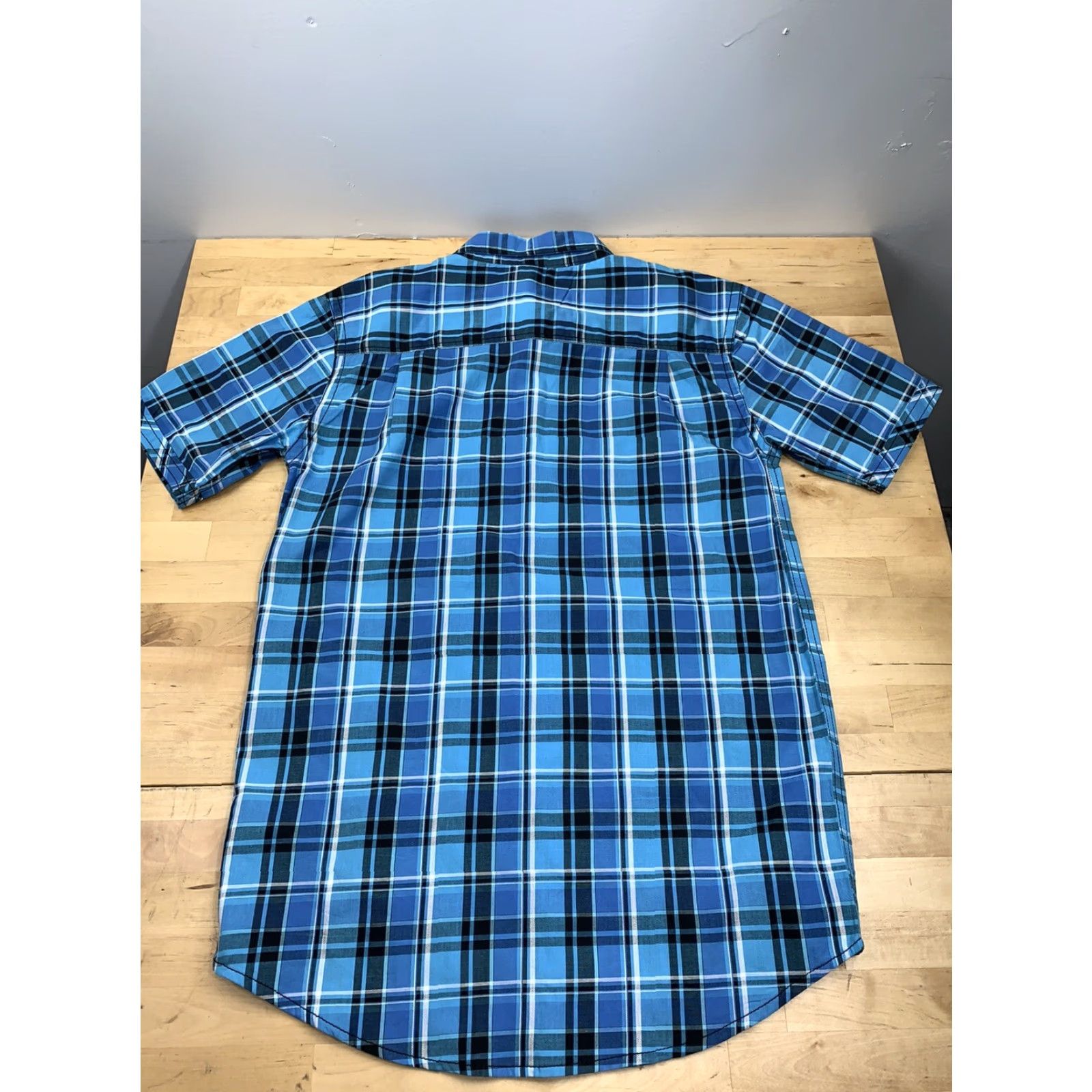 No Fear No Fear Blue Plaid Button-Up Short Sleeve M Pearl Snap Mens Shirt Regular Size M Blue Size US 31 - 2 Thumbnail