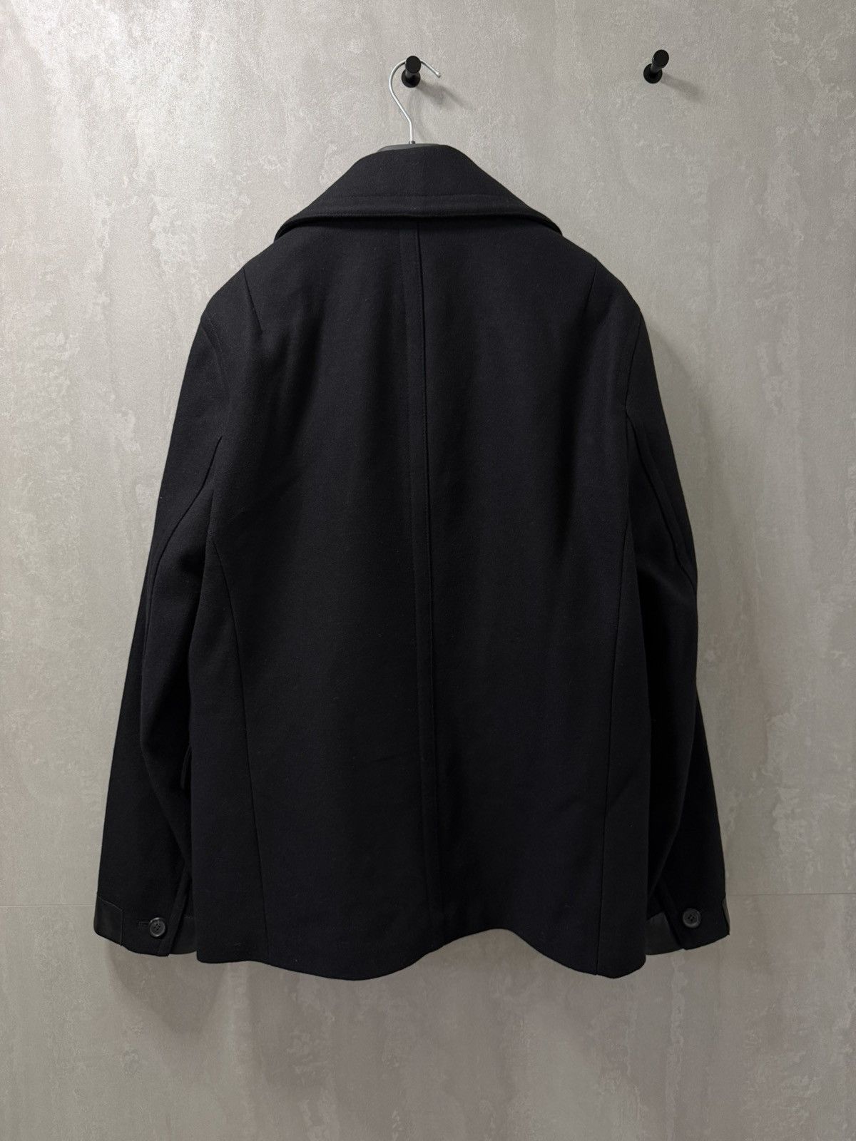 Allsaints AllSaints Felix Double Breasted Lamb Leather Trim Peacoat Size US L / EU 52-54 / 3 - 7 Thumbnail