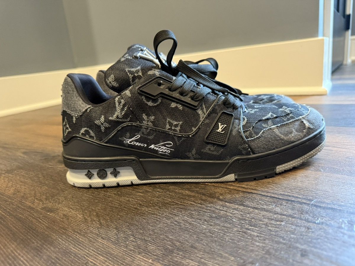Louis Vuitton Louis Vuitton LV Trainer Black Monogram Denim Size US 12 / EU 45 - 2 Thumbnail