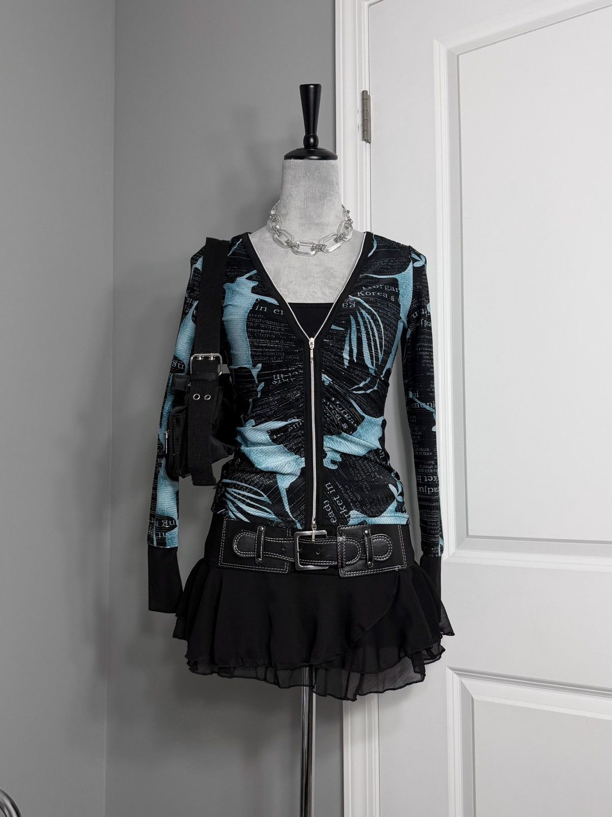 Other Jaipur Y2K Cyber Punk Blue & Black Graphic Double Zip Jacket Size S / US 4 / IT 40 - 5 Thumbnail