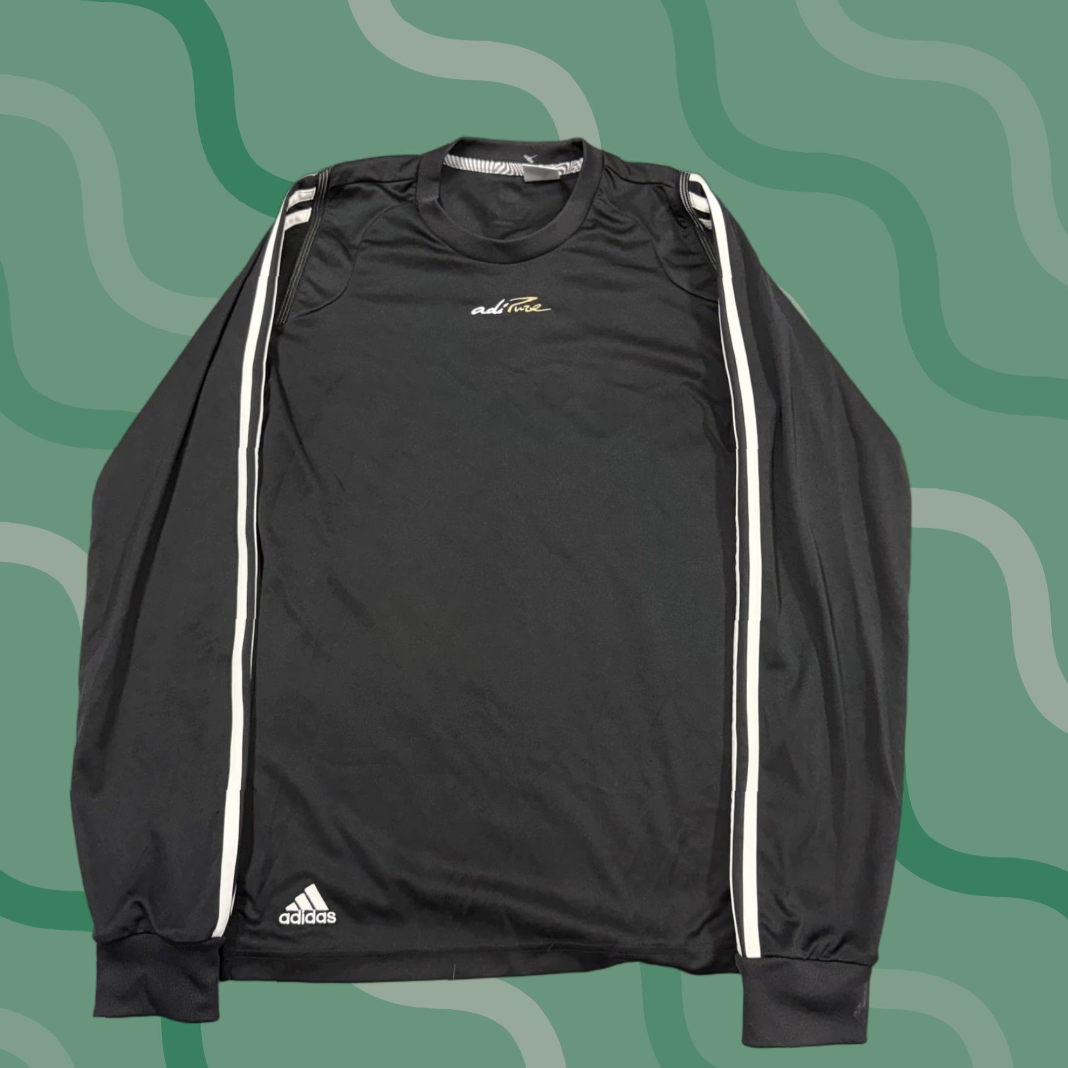 Adidas Adidas Shirt Mens Medium Black AdiPure Long Sleeve Soccer Jersey Performance Top Size US M / EU 48-50 / 2 - 1 Thumbnail