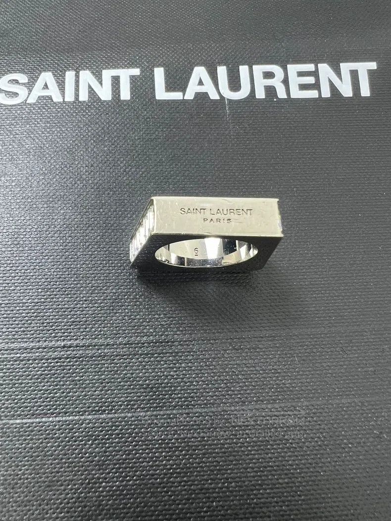 Saint Laurent Paris Saint Laurent Paris Silver Geometric Diamond Encrusted Rin Size ONE SIZE - 3 Thumbnail
