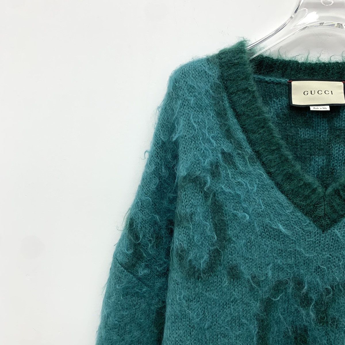 Gucci Gucci Blue Mohair V-neck Long Sleeve Knit Sweater K26WX Size M / US 6-8 / IT 42-44 - 3 Thumbnail
