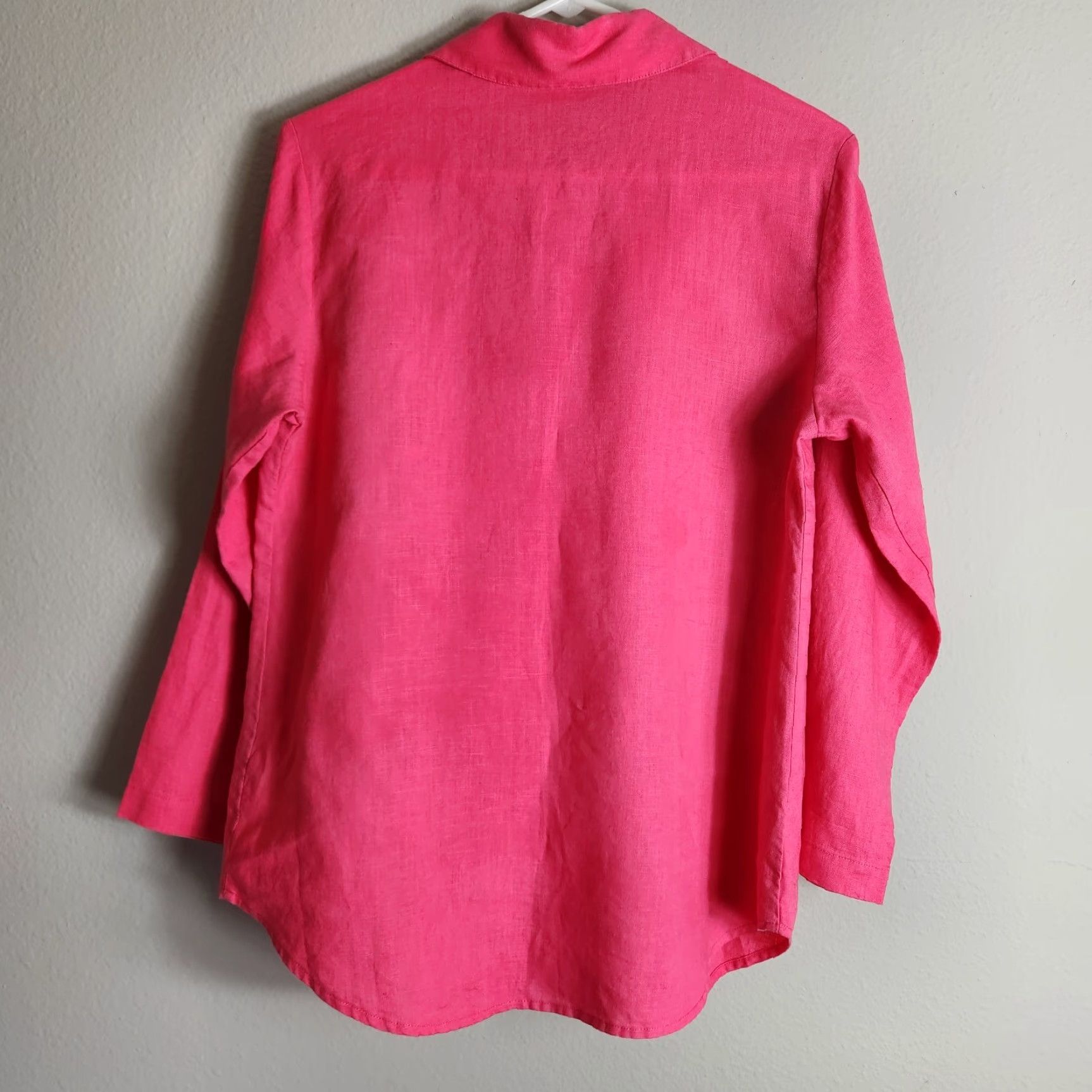 Soft Surroundings Soft Surroundings Shirt Womens Linen Pink Tunic-Size M Long Sleeve Buttonfront Collared Beach, Travel, Vacation 100% Linen Womens Mens? Size M / US 6-8 / IT 42-44 - 4 Thumbnail