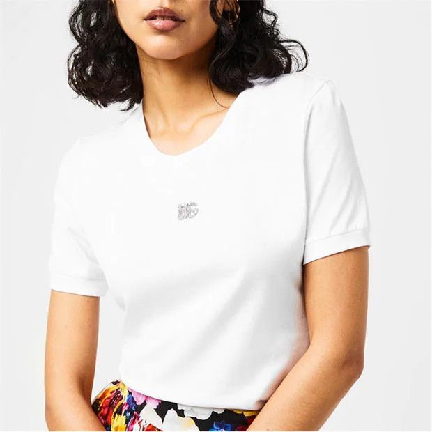 Dolce & Gabbana o1g2r1mq1024 Crystal Embellished T-Shirt in White Size XS / US 0-2 / IT 36-38 - 4 Thumbnail