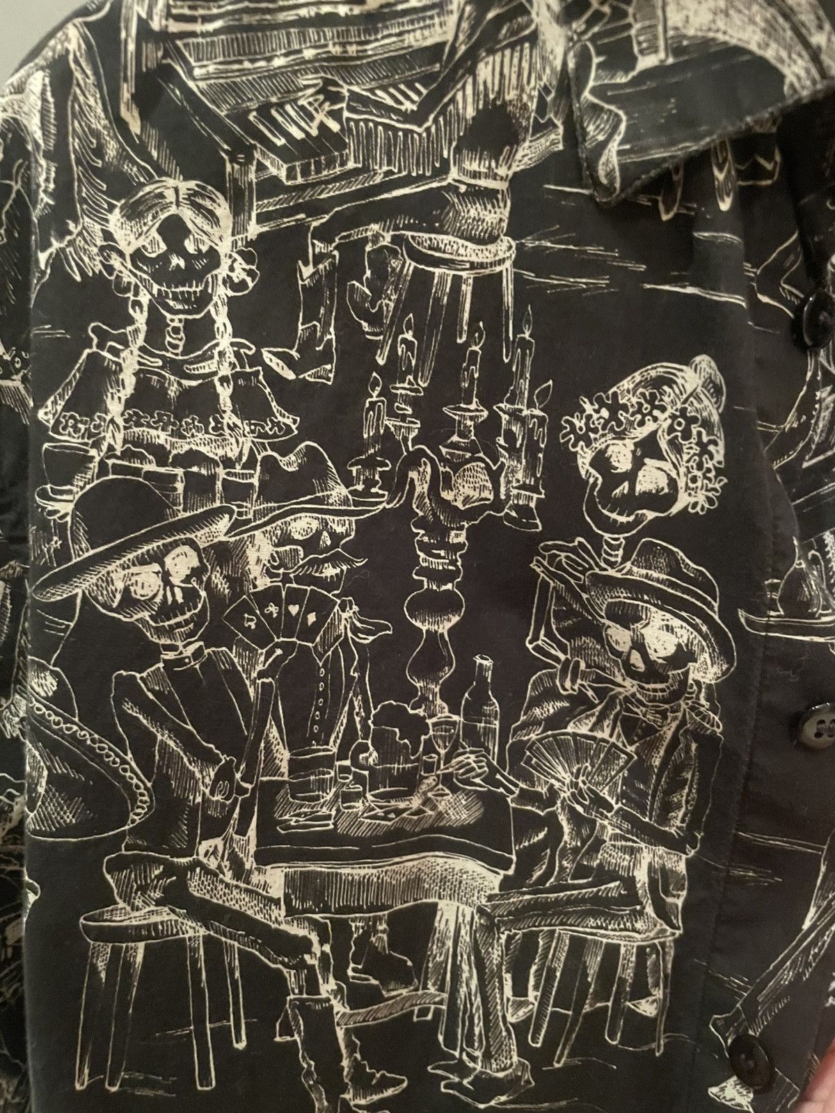 Saint Laurent Paris SS18 Mexican Skeleton Party Shirt 40 Size US M / EU 48-50 / 2 - 3 Thumbnail