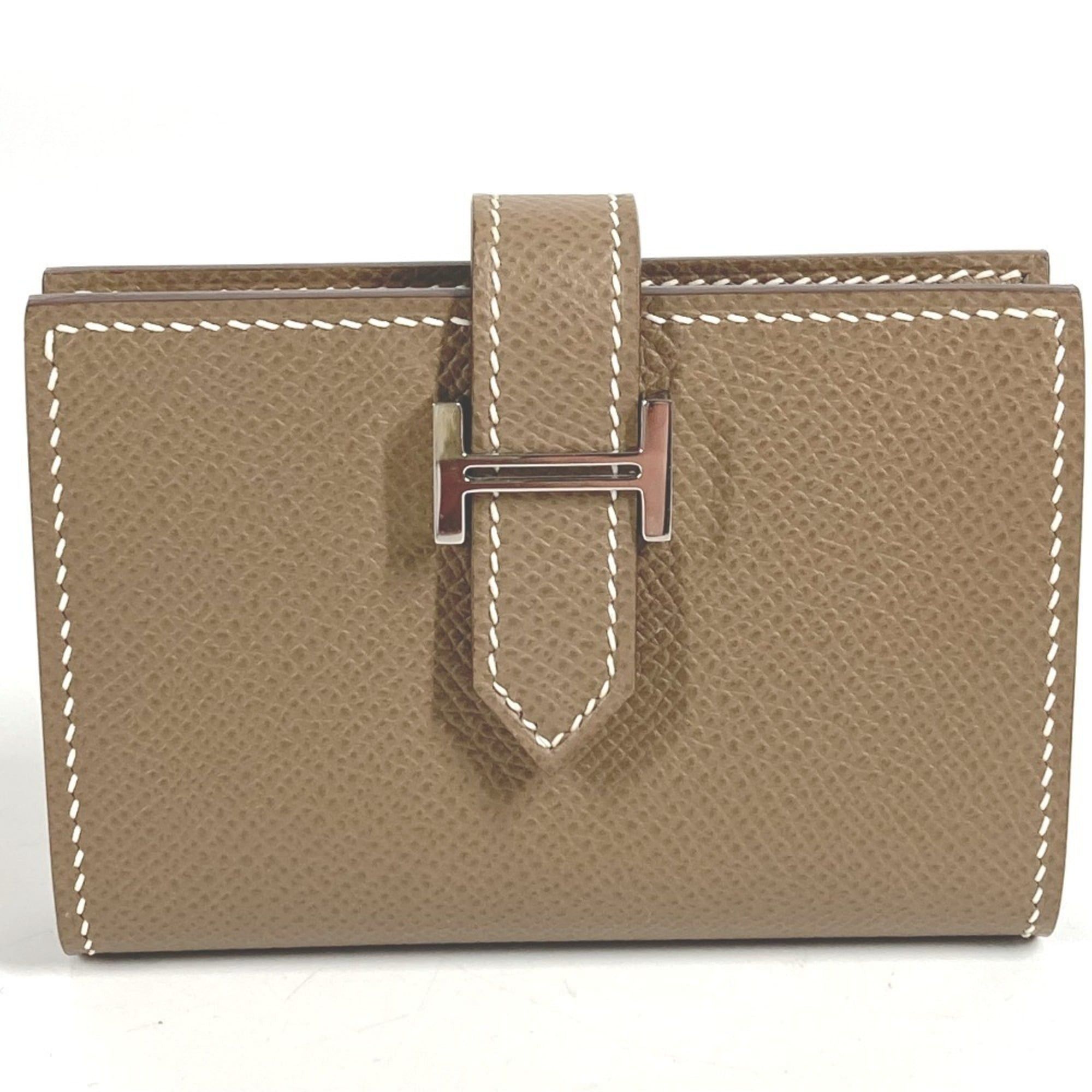 Hermes HERMES Bearn H Logo Business Card Case/Pass Case Bifold Leather for Men and Women, Etoupe Beige Size ONE SIZE - 1 Thumbnail