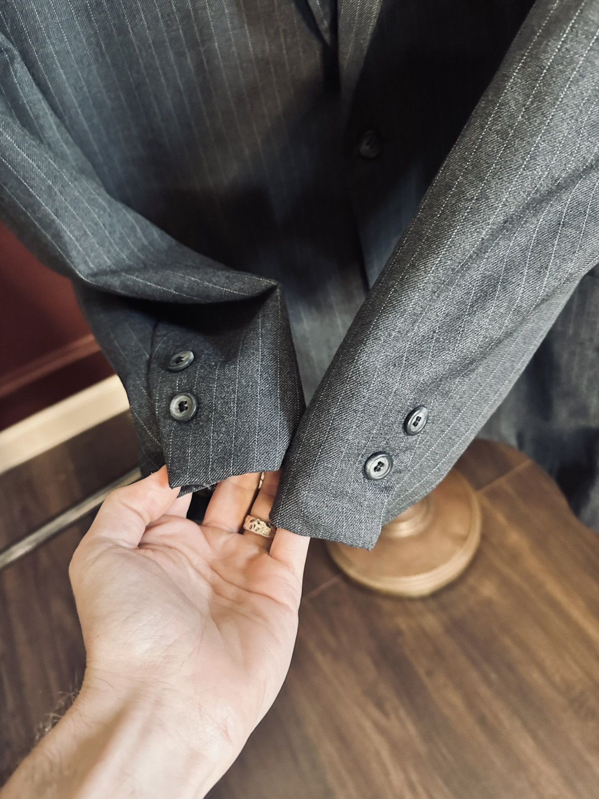 Brooks Brothers Early vintage gray pinstriped all wool blazer jacket Size 40R - 6 Thumbnail