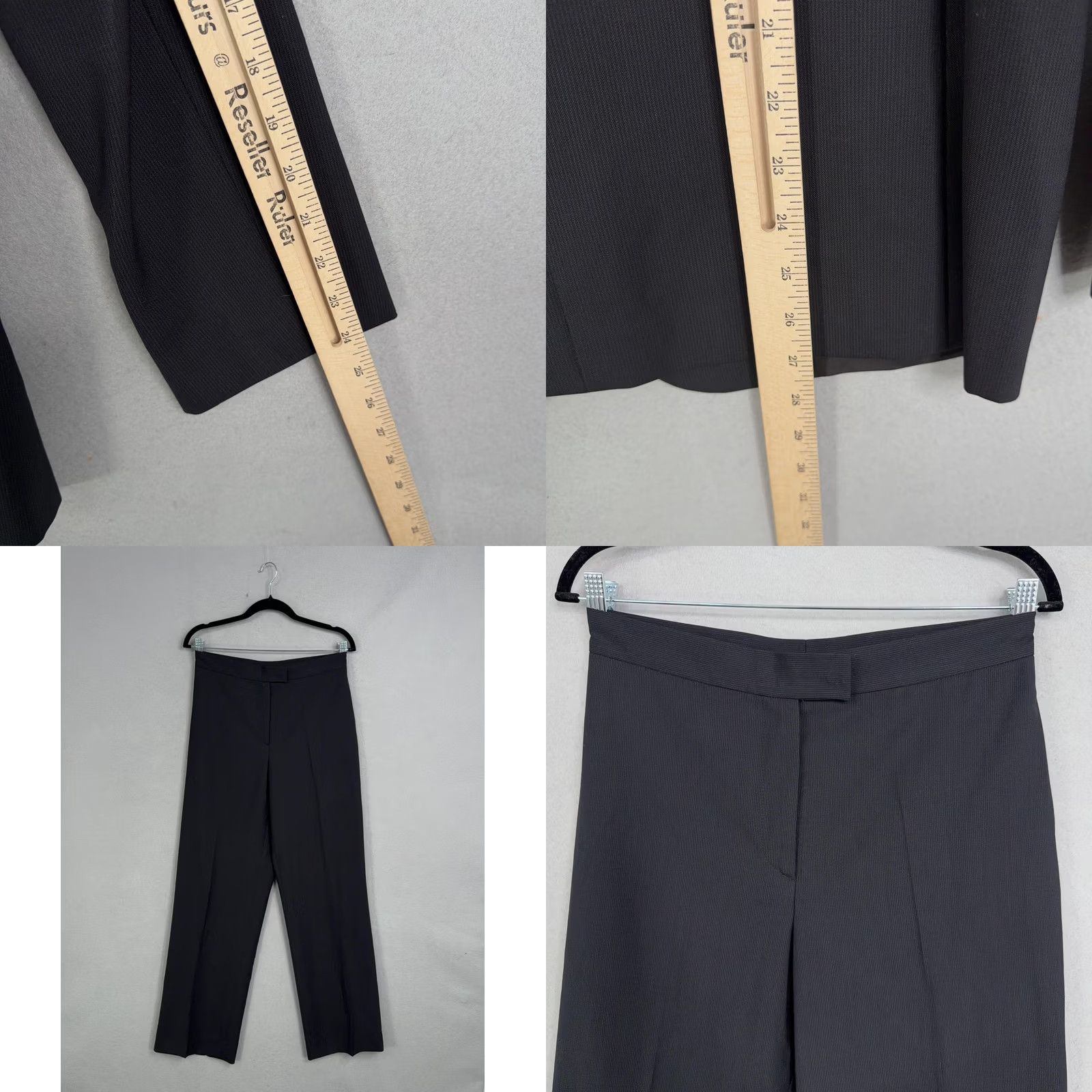 Zanella Zanella Pant Suit Womens 6 Black Wool Two Button Blazer Pants Italy Career Suit Set Women Size 28" / US 6 / IT 42 - 8 Thumbnail