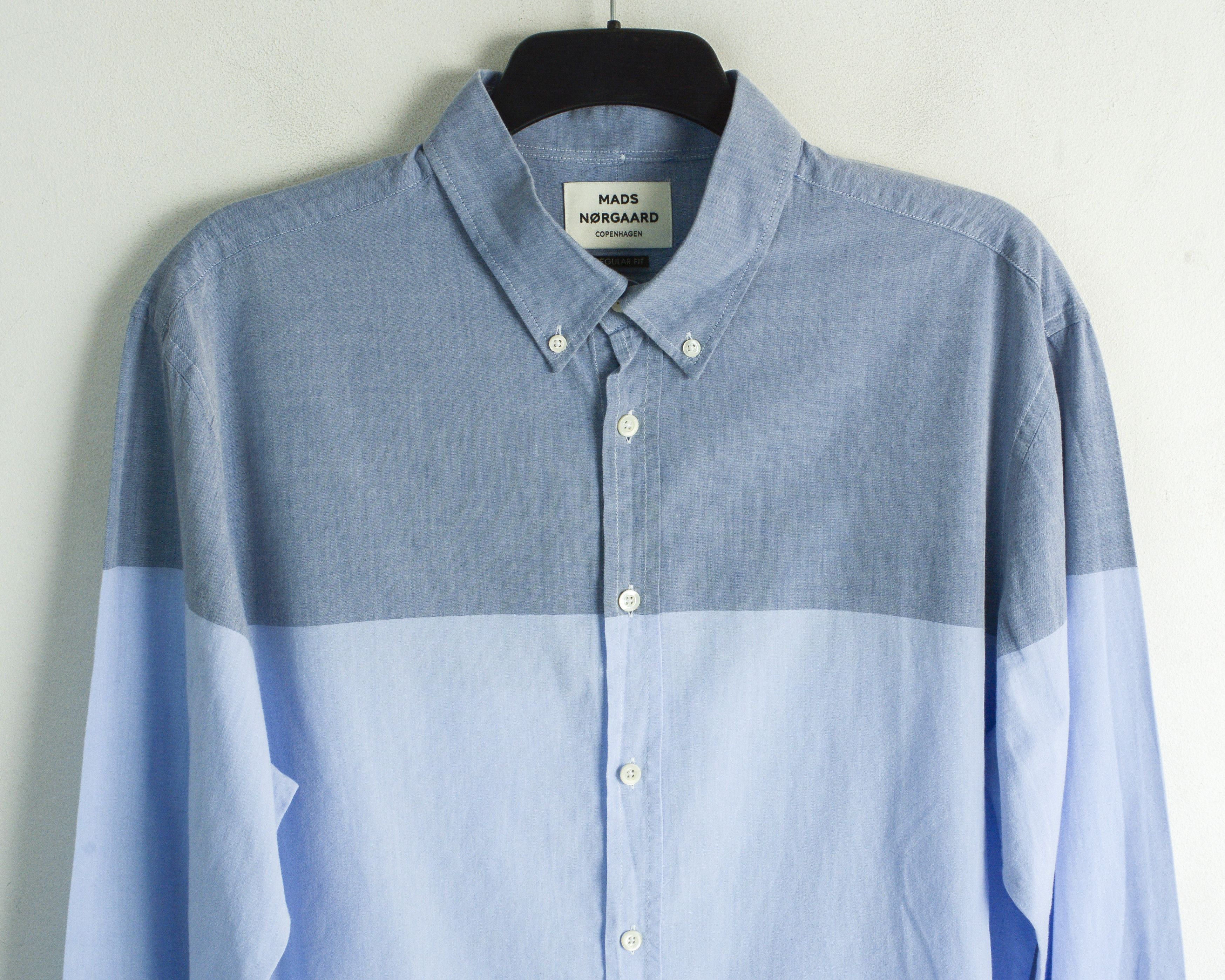 Mads Norgaard MADS NØRGAARD Shirt Formal Cotton Casual Long Sleeved Blue Size US XXL / EU 58 / 5 - 2 Thumbnail