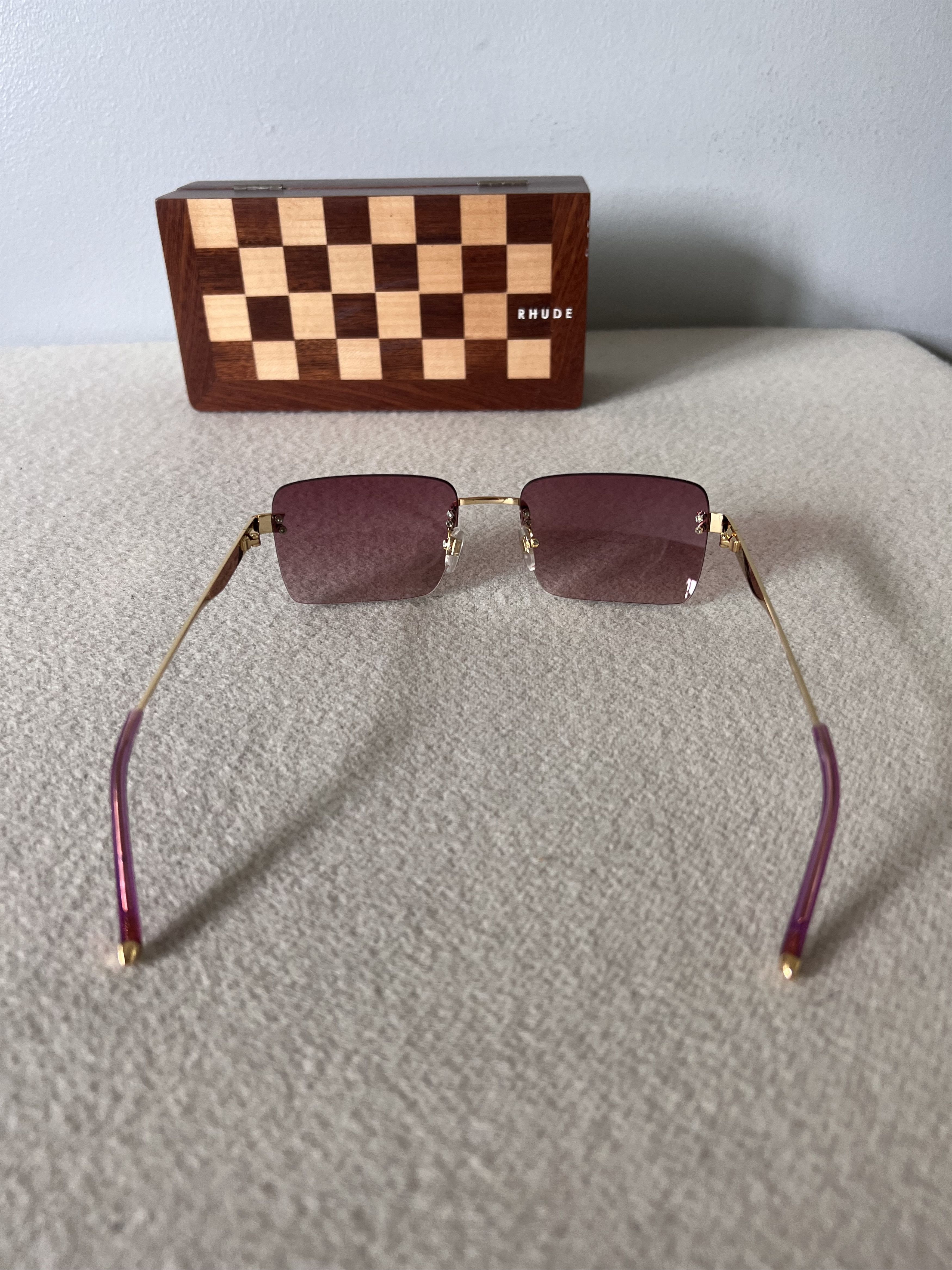 Rhude Rhude New Money Sunglasses in Gold with Rose Lens Size ONE SIZE - 5 Thumbnail