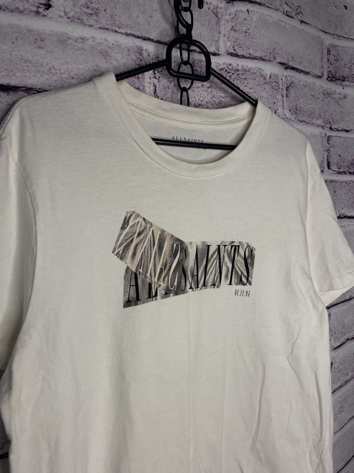 Allsaints Mens Vintage Allsaints Japanese Double Logo White T- Shirt Size US M / EU 48-50 / 2 - 2 Thumbnail