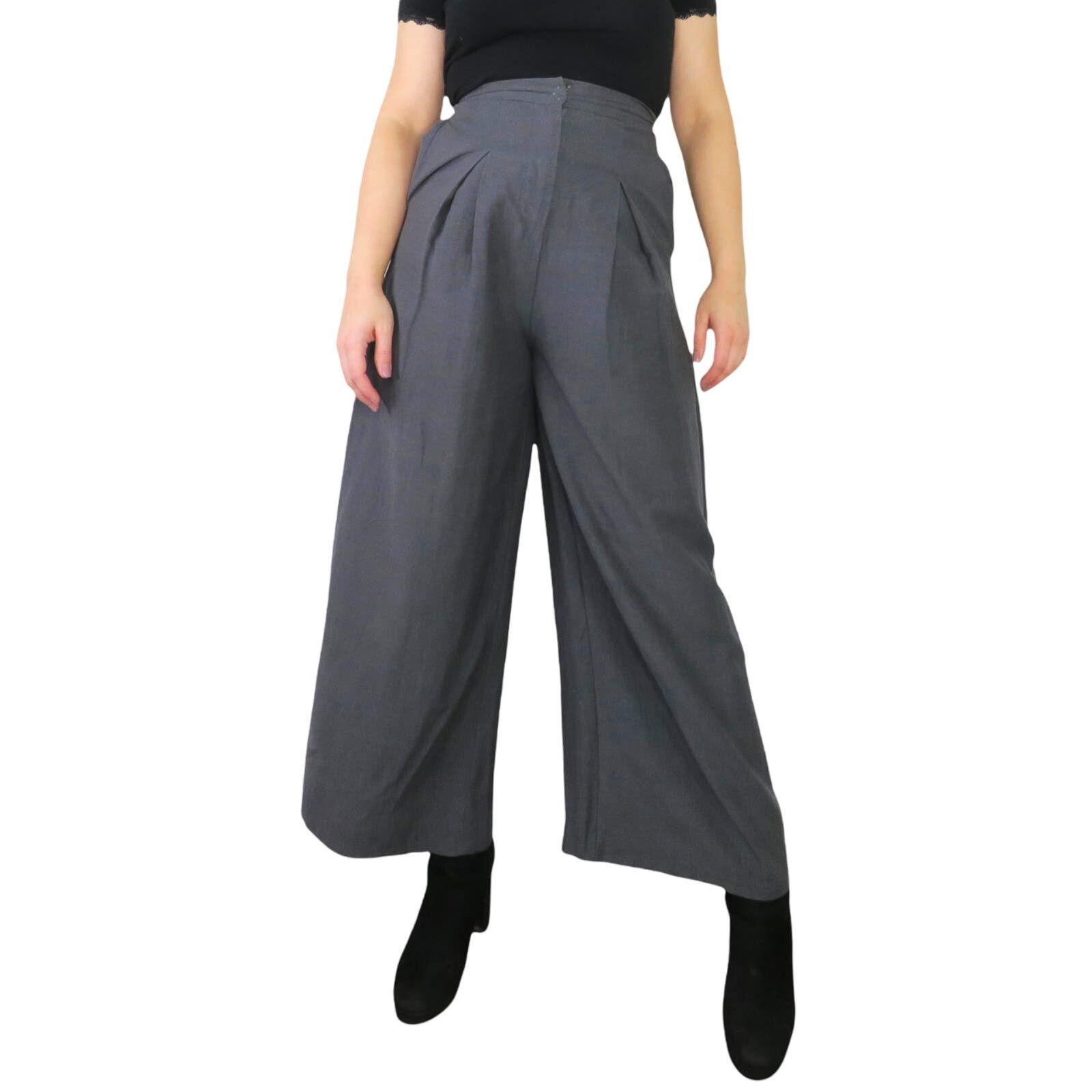 Anthropologie Anthro Six Crisp Days Gray High Rise Wide Leg Pants Small Size 27" / US 4 / IT 40 - 2 Thumbnail