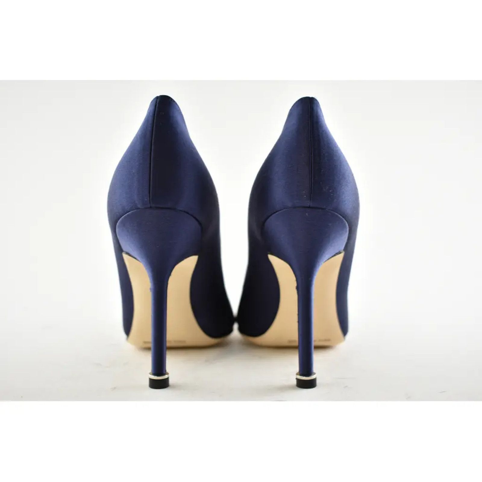 Manolo Blahnik Hangisi 105 Navy Satin Crystal Jewel Buckle Heel Pump 40 Size US 10 / IT 40 - 11 Thumbnail