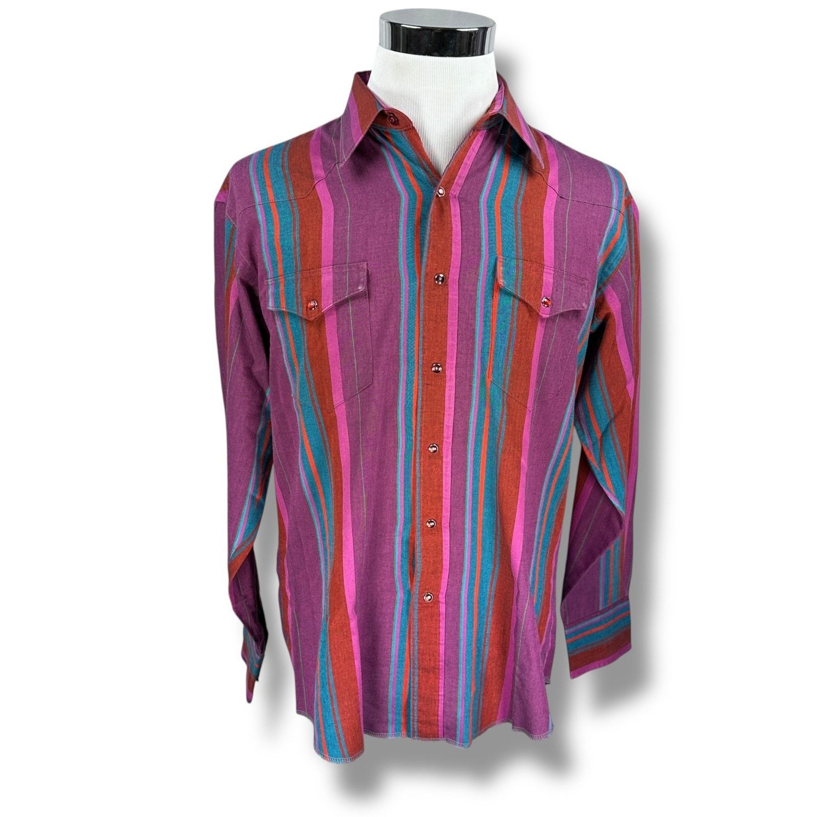Wrangler Vintage Wrangler Western Shirt Men's 17 Purple Pink Blue Red Size US XL / EU 56 / 4 - 1 Thumbnail