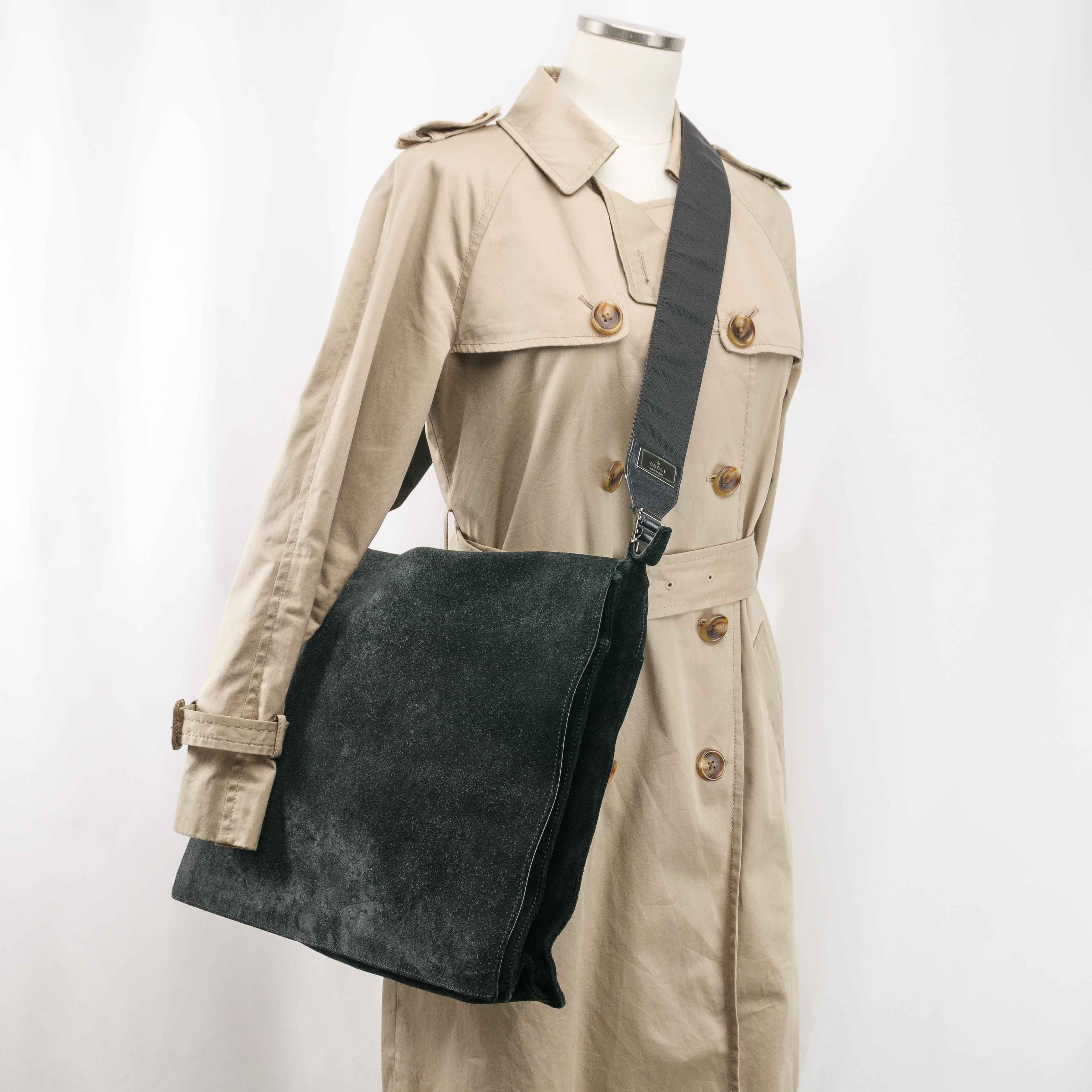 Gucci Gucci Black Suede and Leather Messenger Bag Size ONE SIZE - 25 Thumbnail