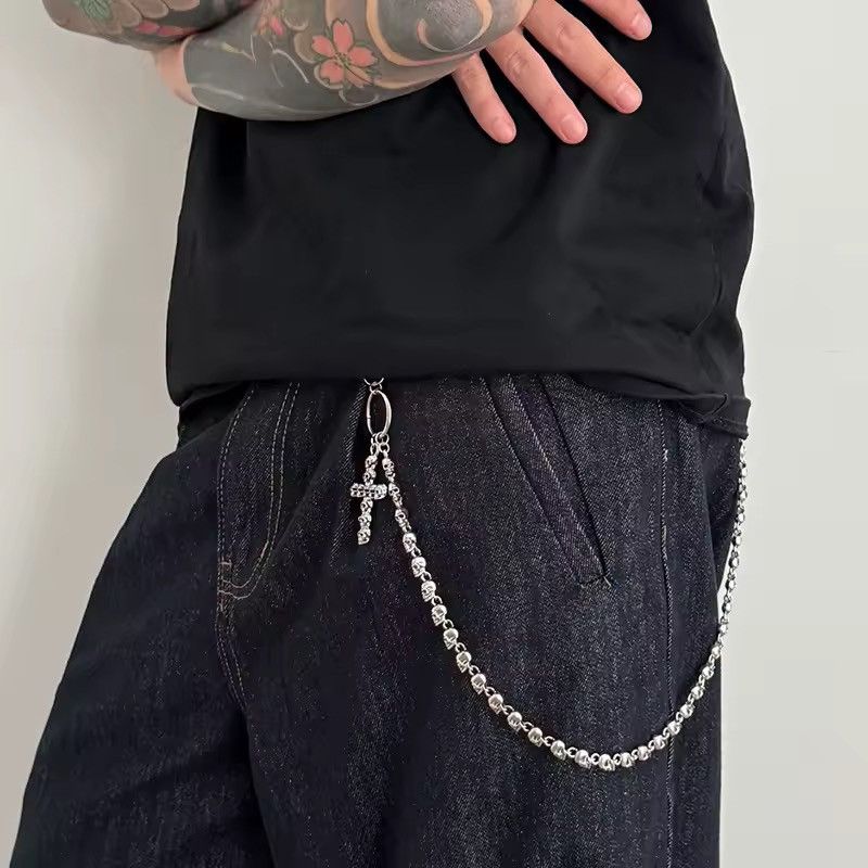 Jewelry Punk Gothic Vintage Cross Skull Metal Keychain Pants Chain Size ONE SIZE - 3 Thumbnail
