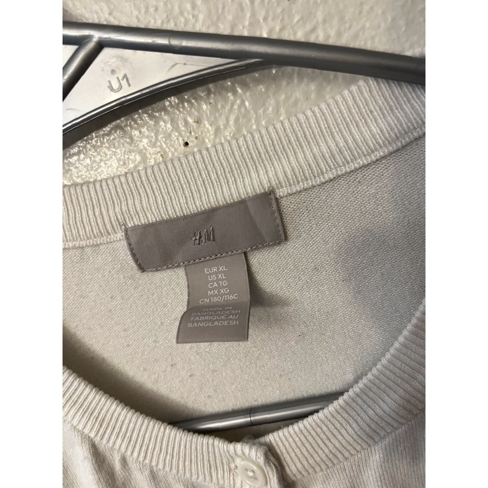 H&M H&M Sweater Women XL White Cardigan Button Cotton Modal Solid Womens Size XL / US 12-14 / IT 48-50 - 2 Thumbnail