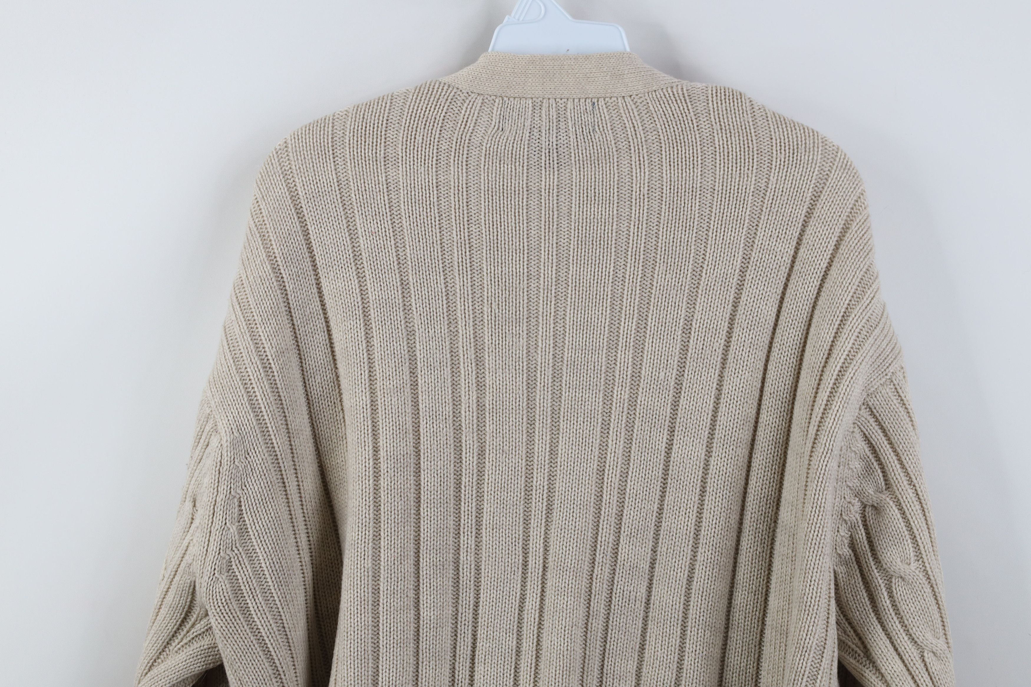 Vintage Vintage 90s Streetwear Cable Knit Fisherman Cardigan Sweater Size US L / EU 52-54 / 3 - 11 Thumbnail