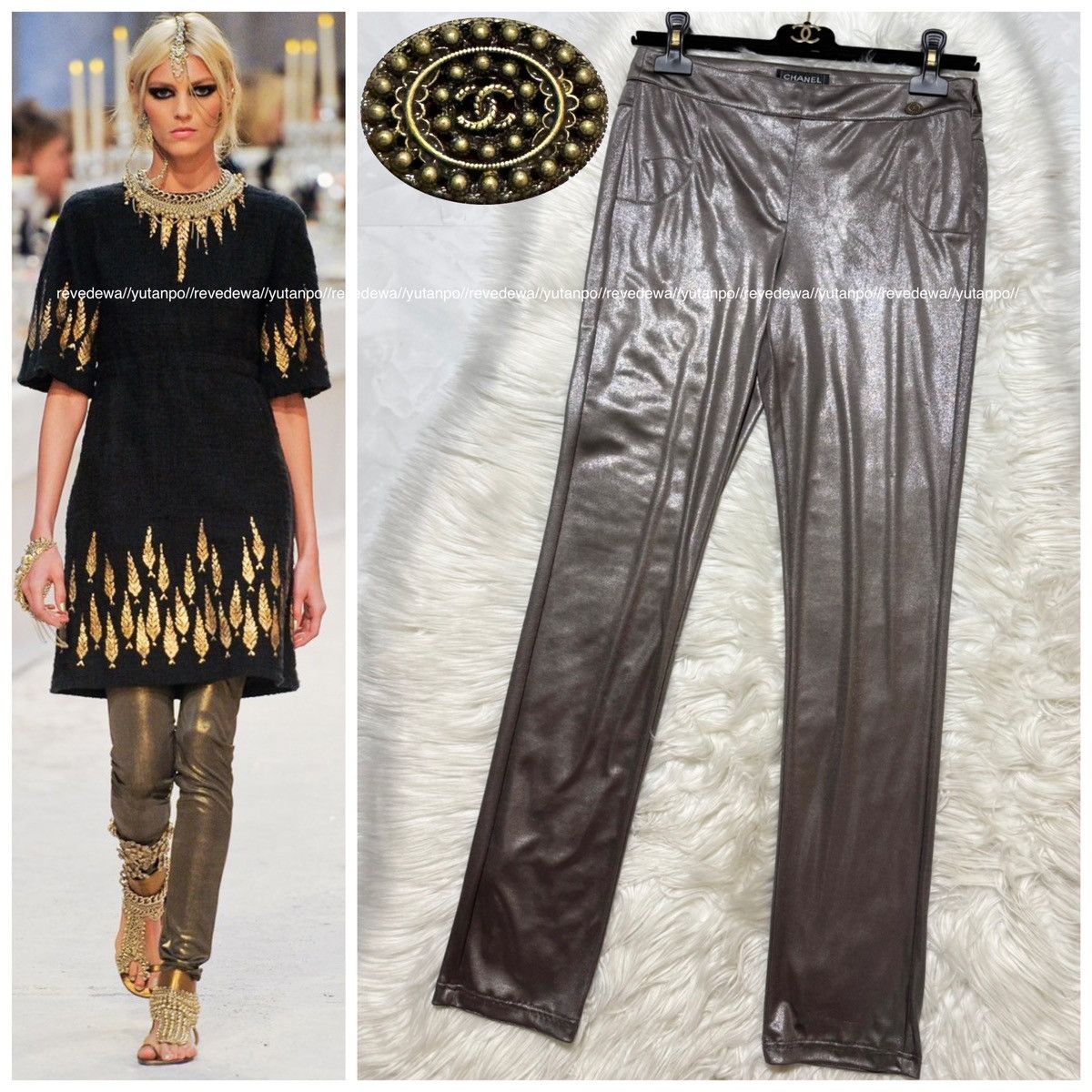 Chanel Runway Chanel COCO Embellished Super Stretch Pants Leggings Size 36" / US 14 / IT 50 - 1 Thumbnail