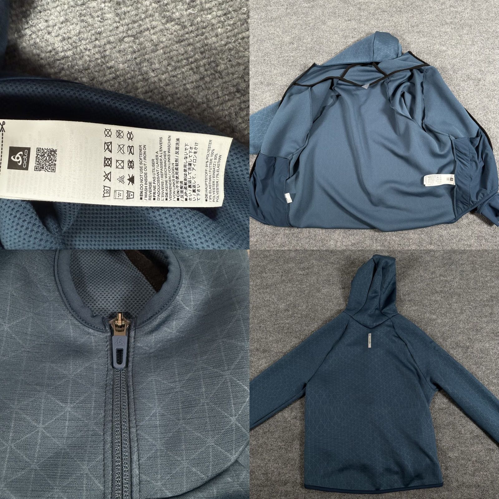 Odlo Odlo Jacket Womens XS Blue Geometric Full Zip Hooded Performance Size XS / US 0-2 / IT 36-38 - 9 Thumbnail