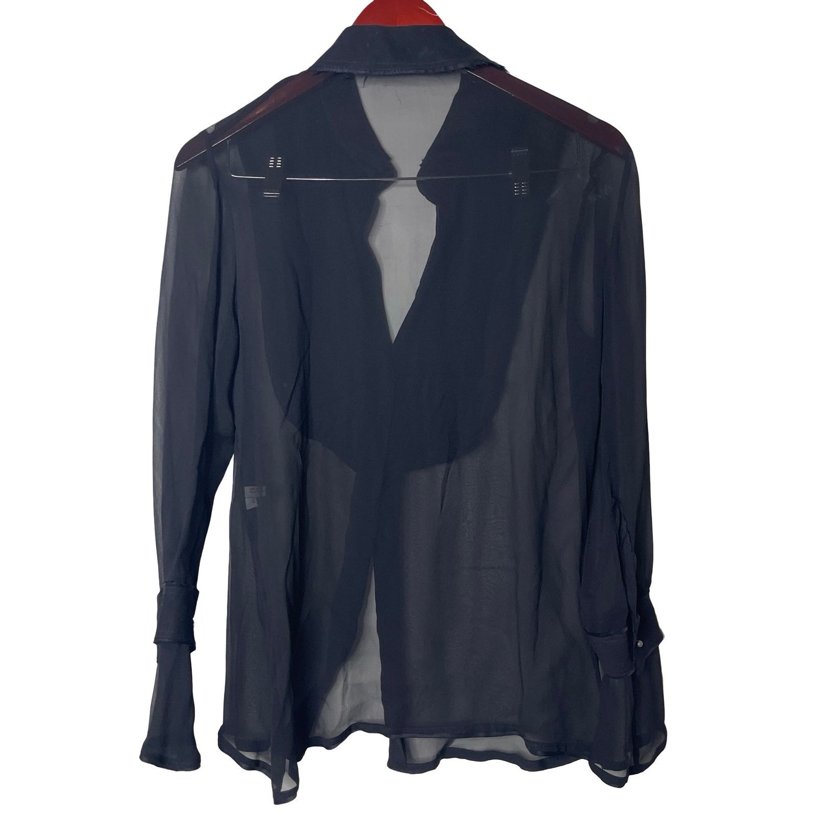 Bottega Veneta Bottega Veneta black 100% silk sheer button blouse 42 6 Size M / US 6-8 / IT 42-44 - 2 Thumbnail