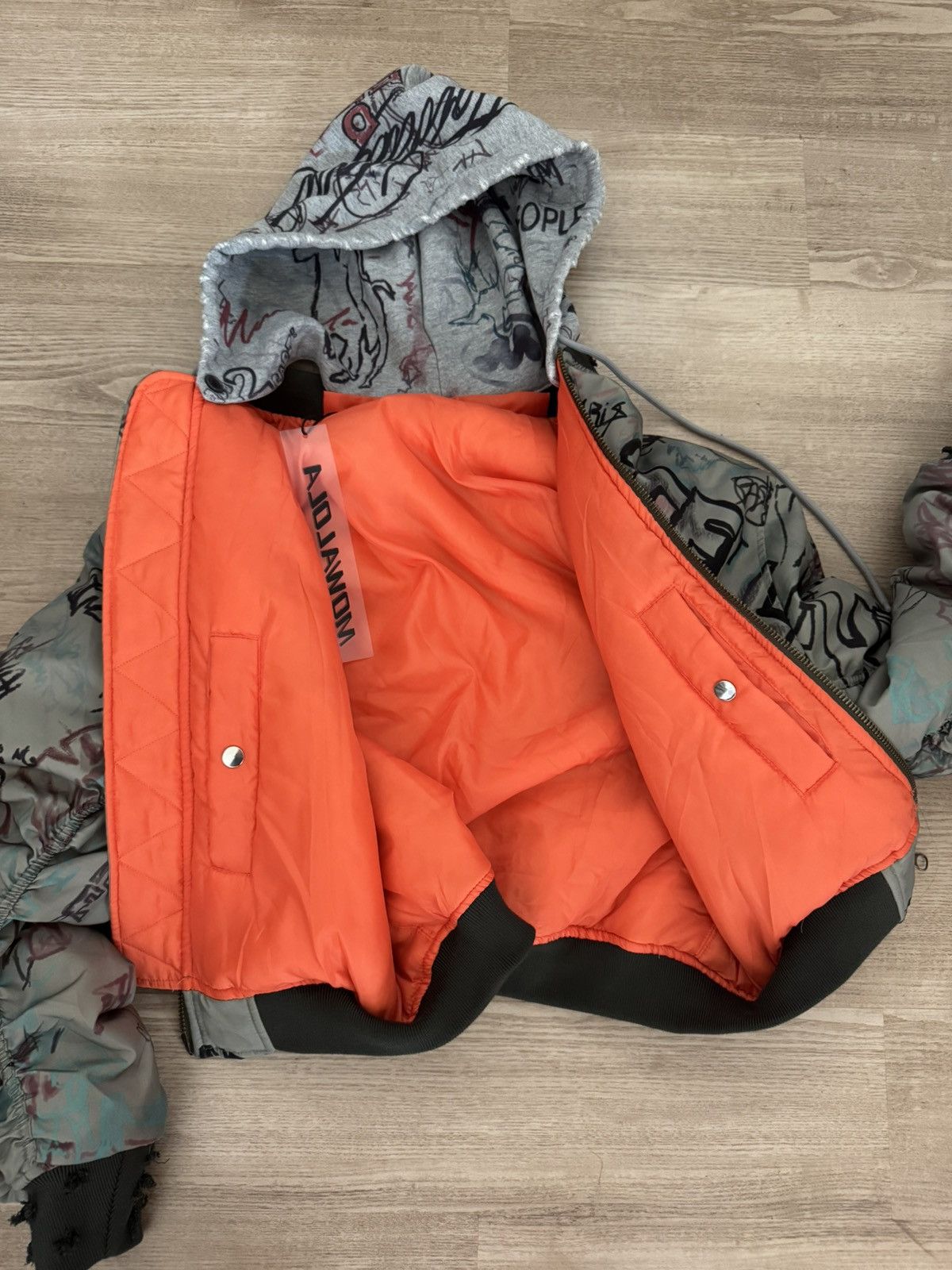 Mowalola Mowalola Graffiti Bomber Jacket with Hoodie Size US S / EU 44-46 / 1 - 3 Thumbnail