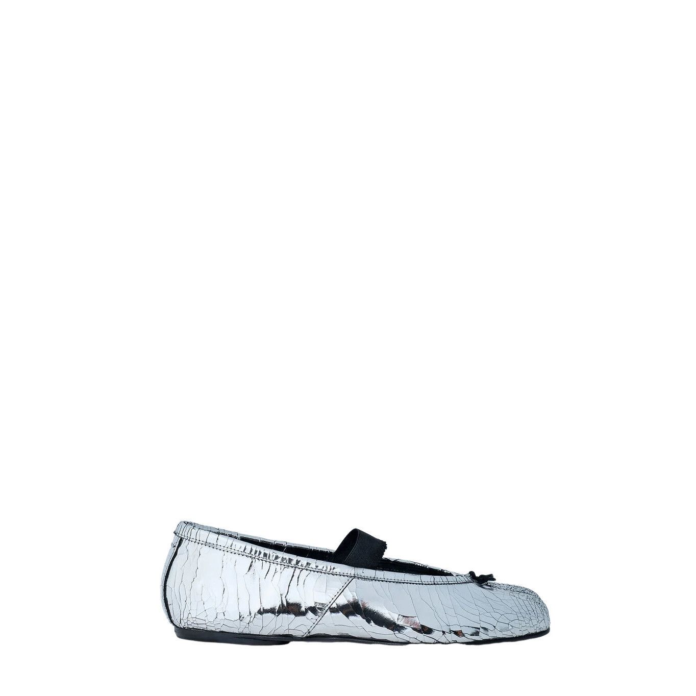 MAISON MARGIELA Tabi Silver Elastic Band Ballerina Flats New