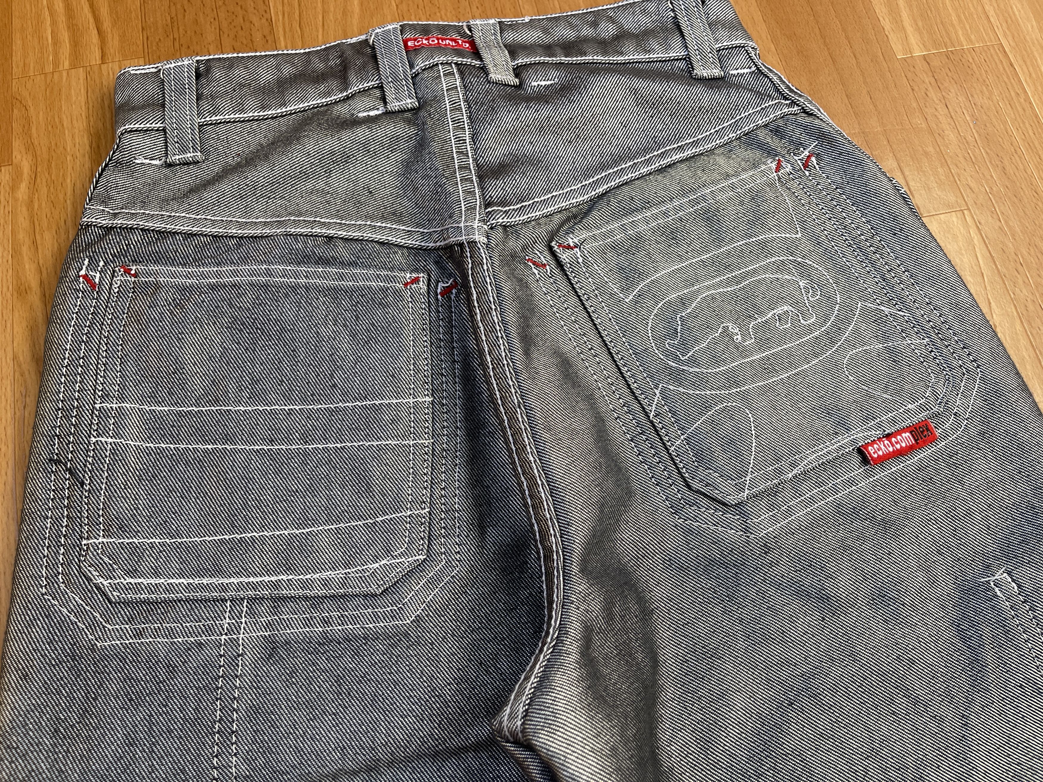 Ecko Unltd. Ecko Unltd jeans, shiny silver metallic vintage baggy Y2K 26 Size US 26 / EU 42 - 7 Thumbnail