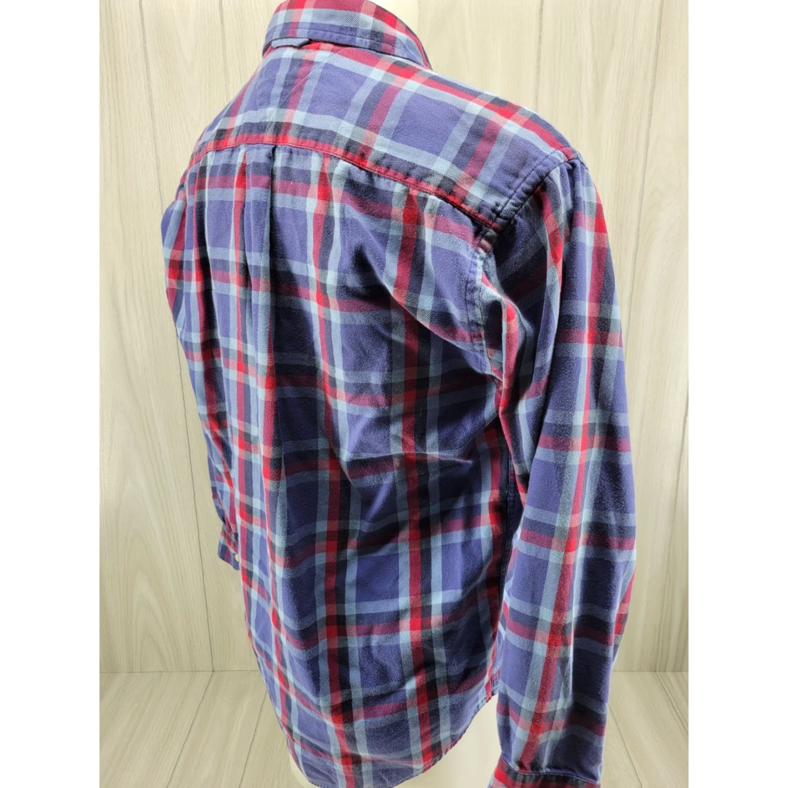 Tommy Hilfiger VINTAGE Tommy Hilfiger Shirt Mens Flannel Cotton Plaid Blue Box Logo Flag 1990s Size M Size US M / EU 48-50 / 2 - 5 Thumbnail