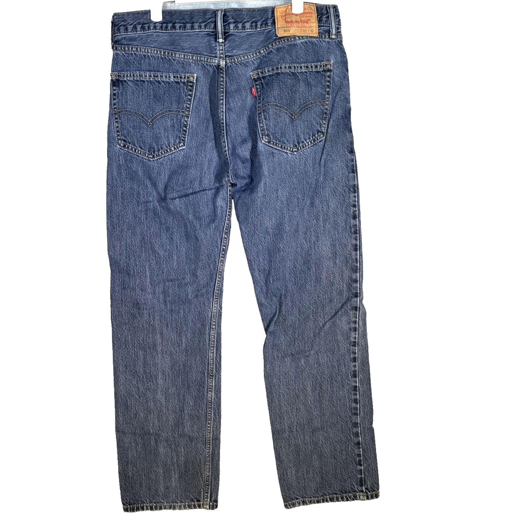 Levi's VINTAGE Levis 505 Jeans Mens 34x32 Blue Regular Fit Straight Leg Denim Mid Wash Zip Fly Size US 34 / EU 50 - 2 Thumbnail