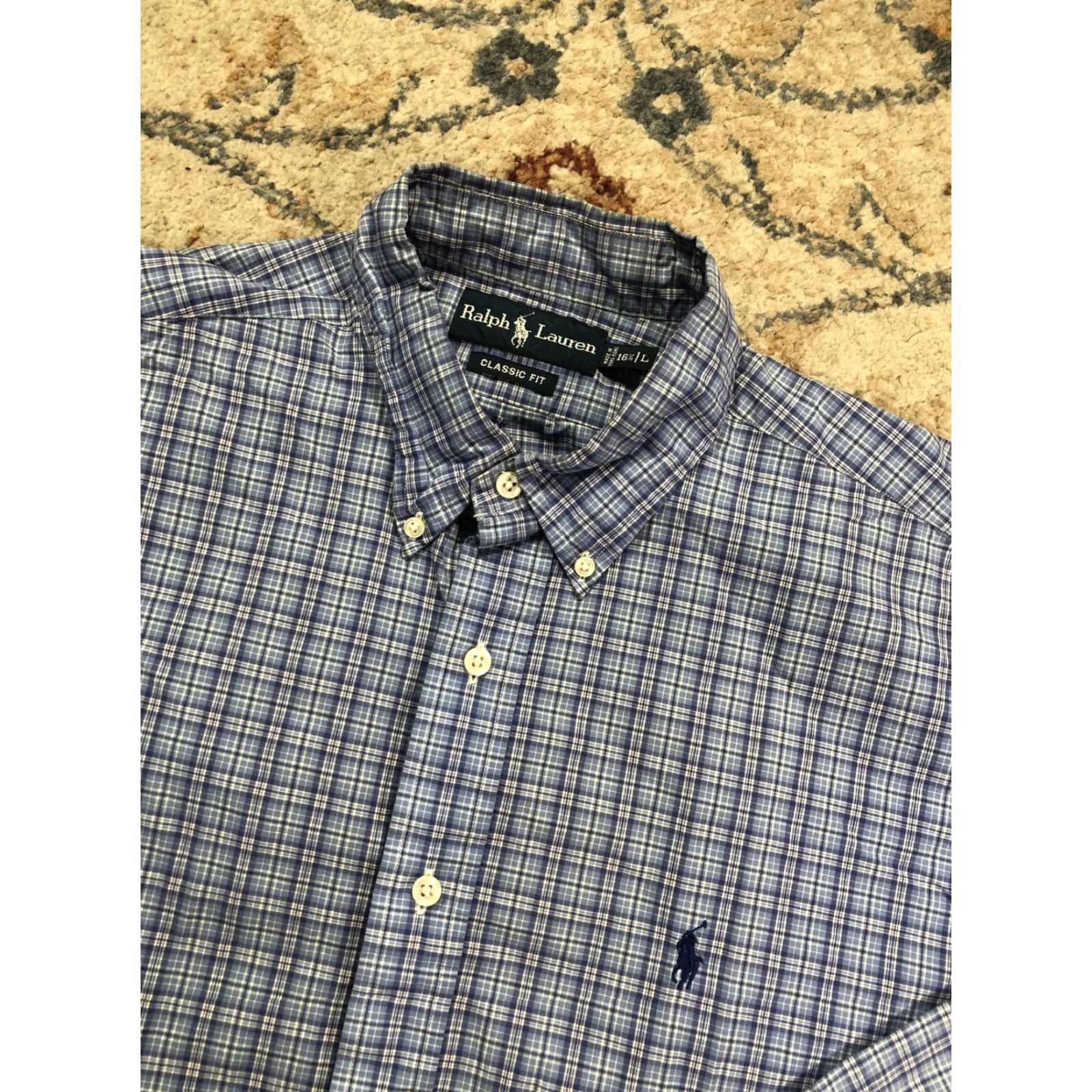 Ralph Lauren Ralph Lauren Shirt Mens Large Blue Plaid Long Sleeve Button Down Pony Logo Size US L / EU 52-54 / 3 - 6 Thumbnail